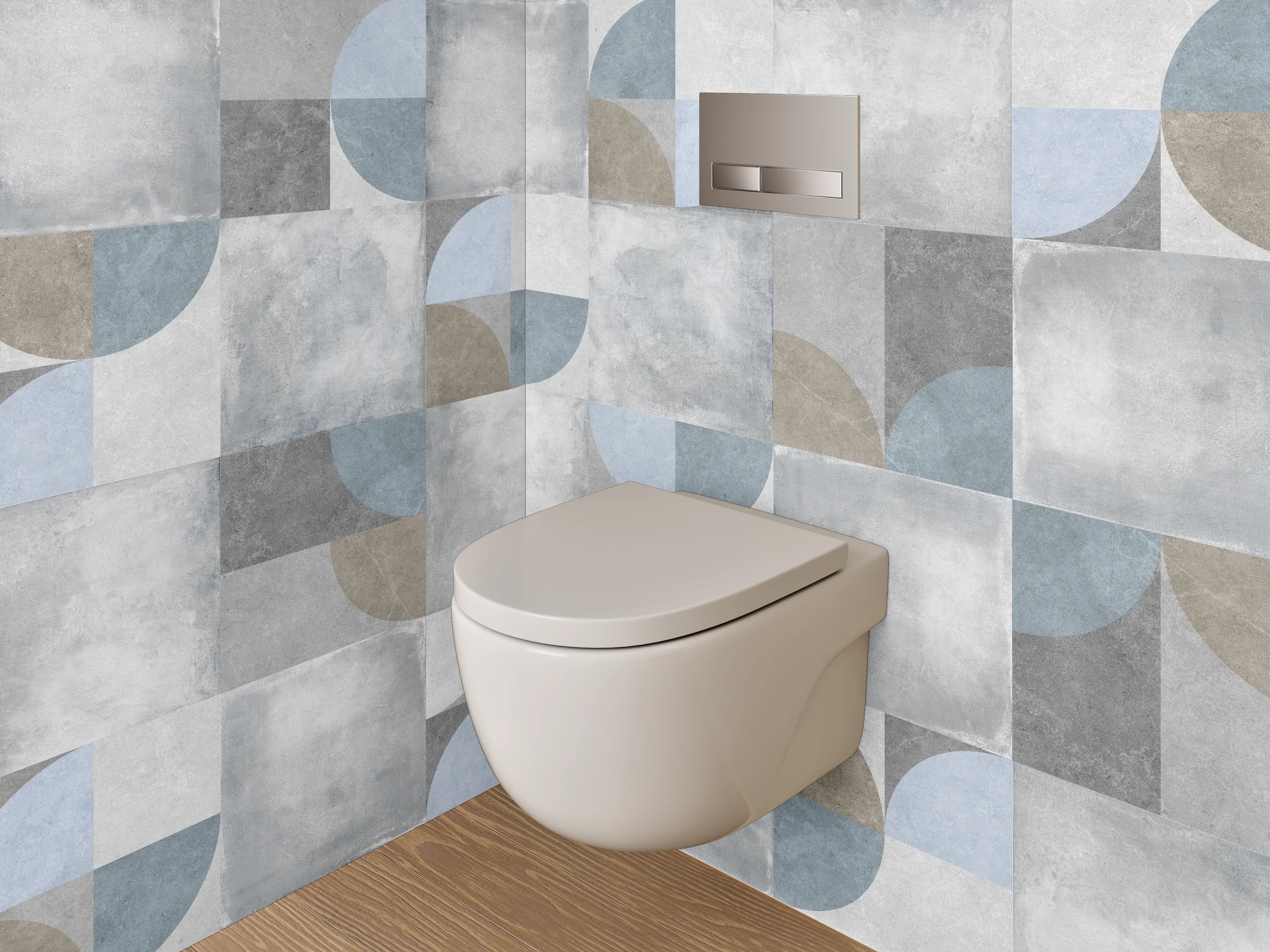 WC-Rückwand - Retro Mosaik Fliesen in Grau-Blau