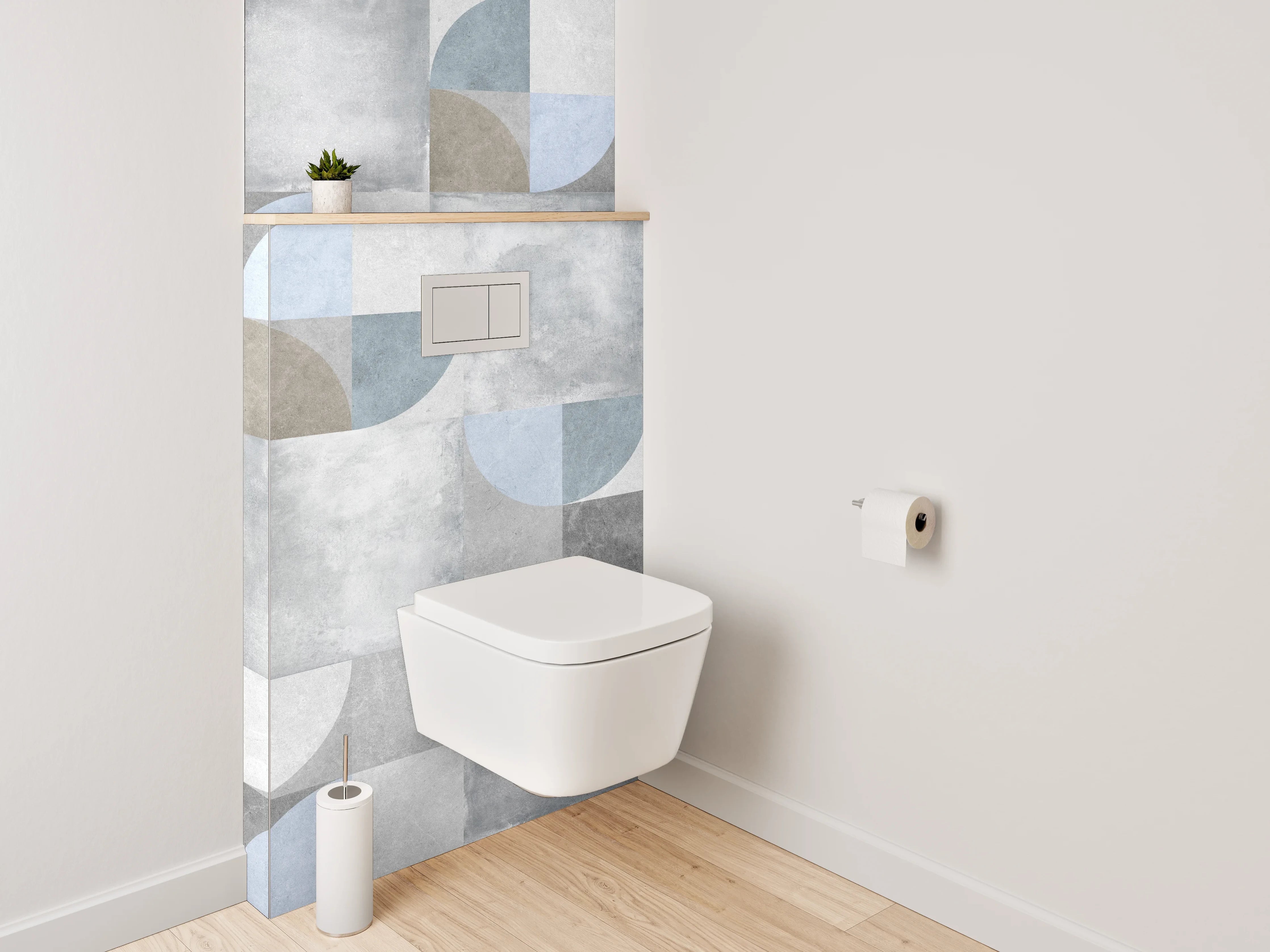 WC-Rückwand - Retro Mosaik Fliesen in Grau-Blau