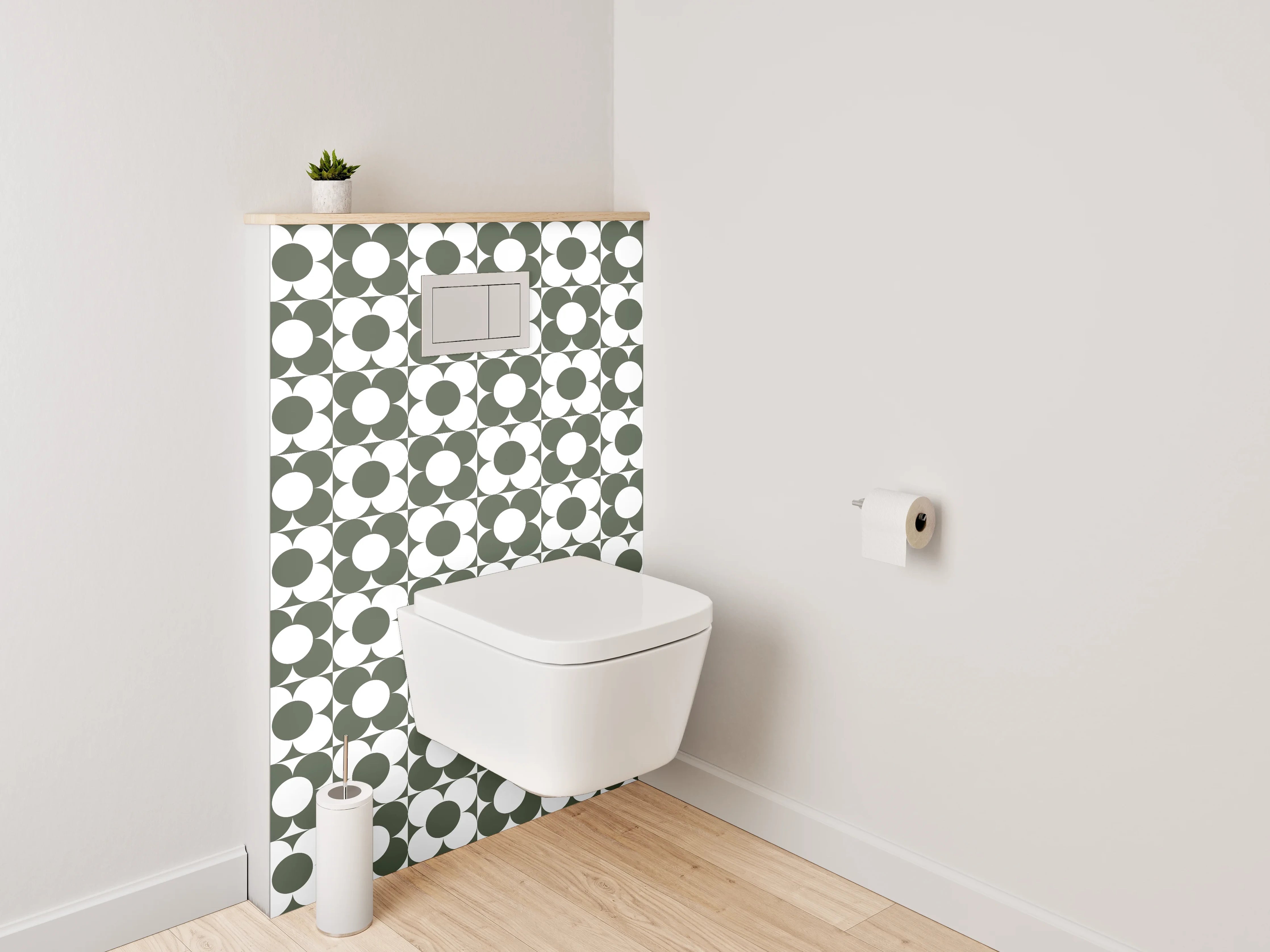 WC-Rückwand - Retro Mosaik Muster grün-weiß