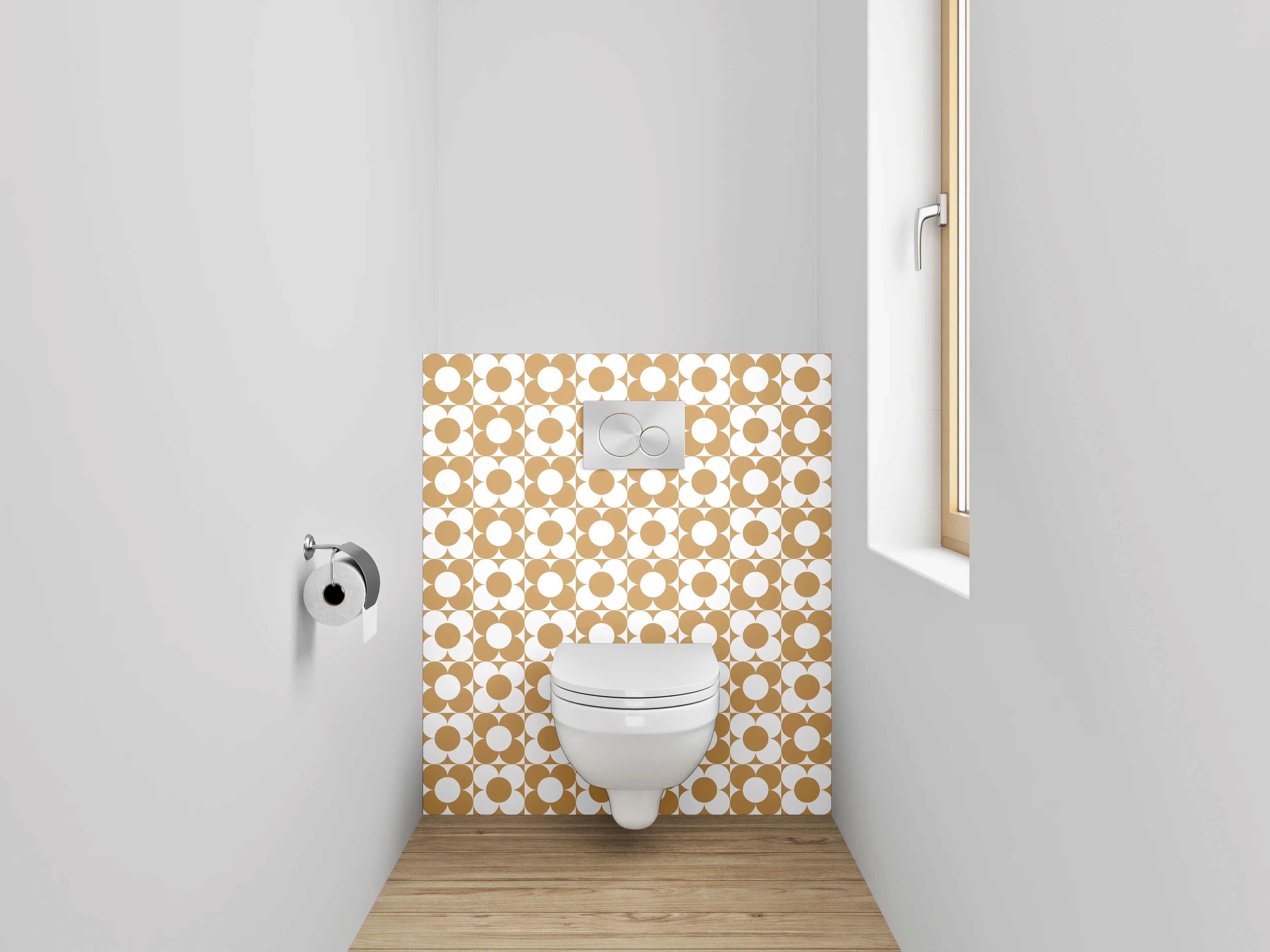 WC-Rückwand - Retro Muster Punkte Braun Weiß