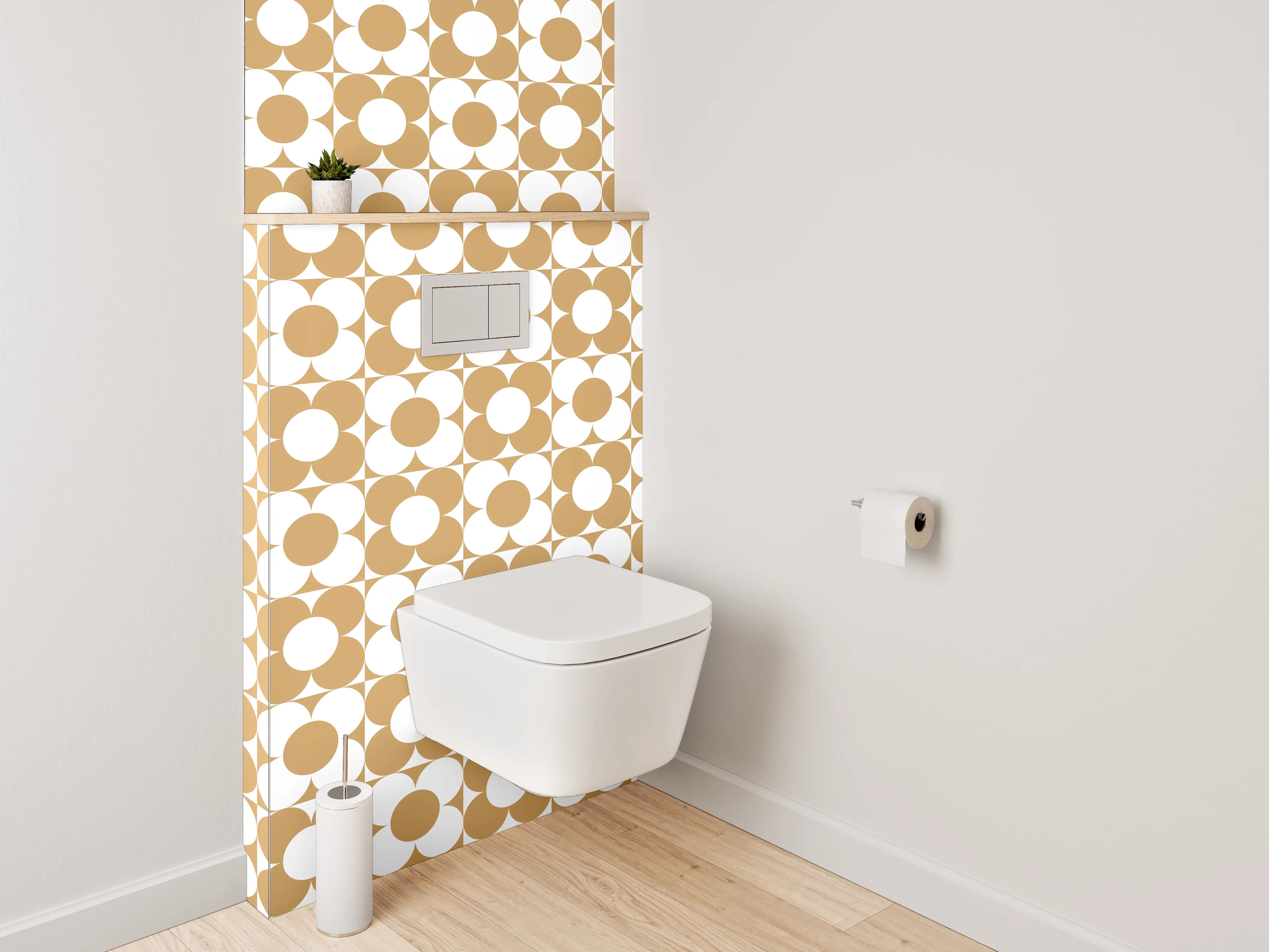 WC-Rückwand - Retro Muster Punkte Braun Weiß
