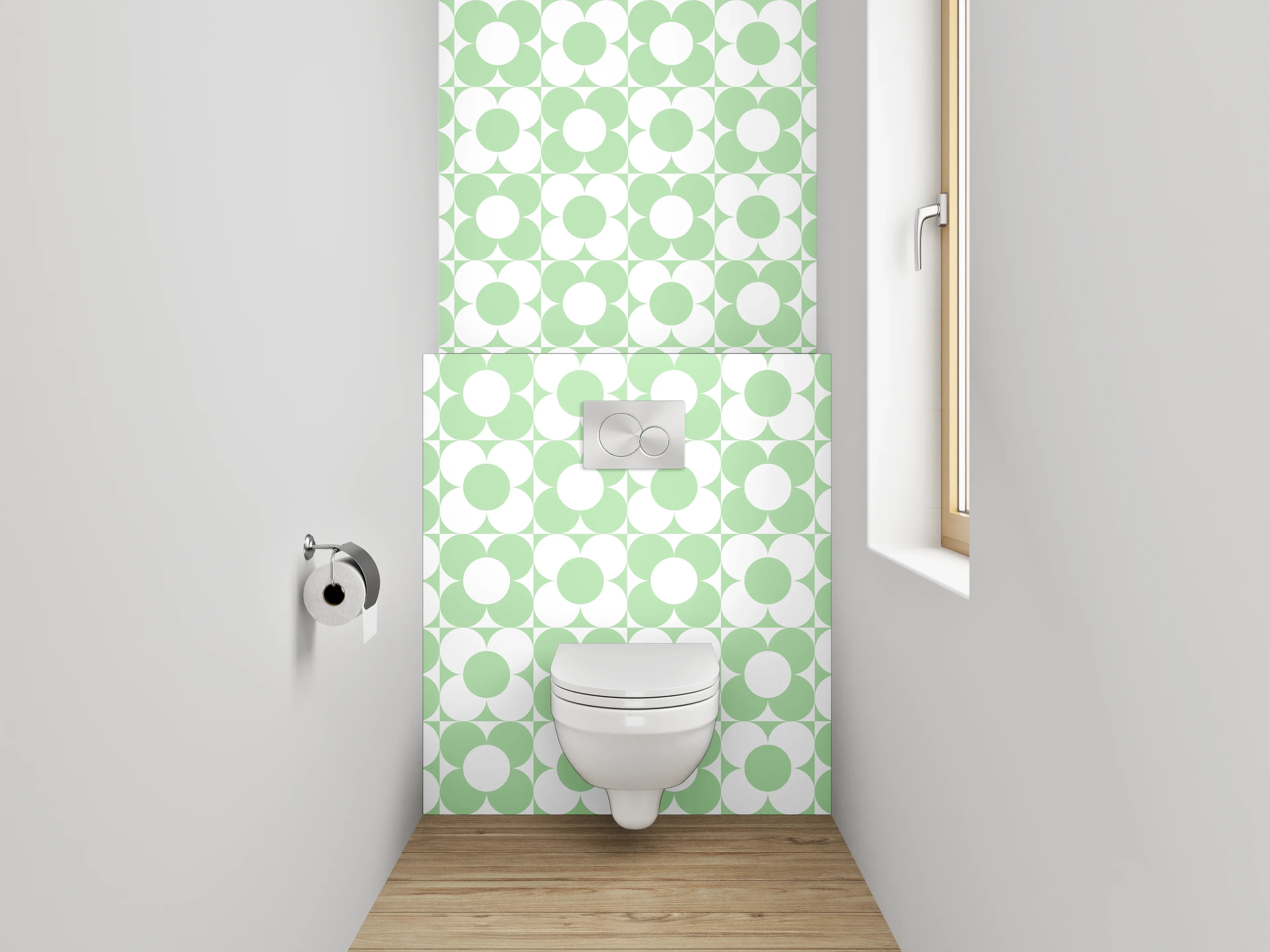 WC-Rückwand - Retro Polka Dot Muster Grün Weiß