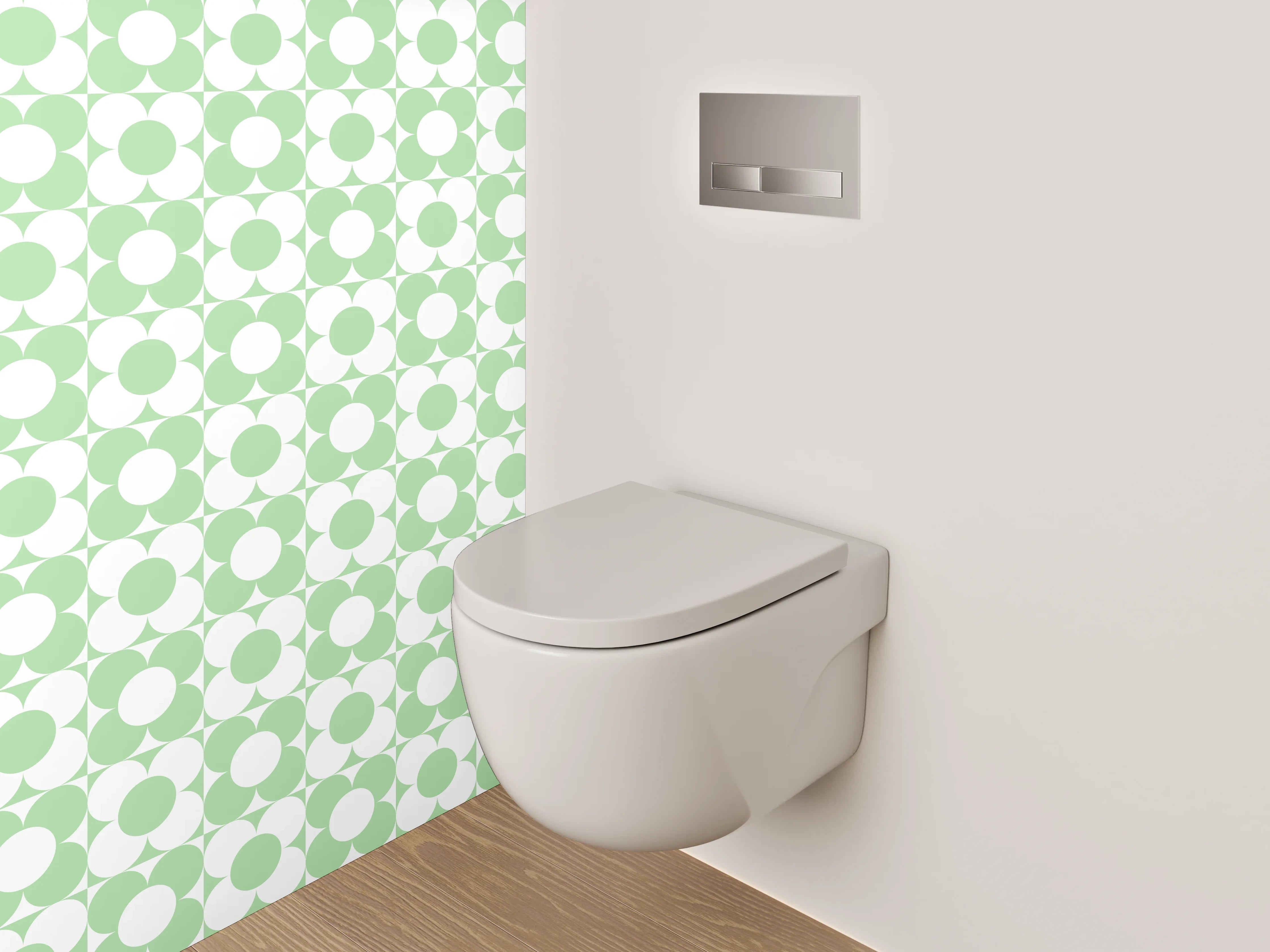 WC-Rückwand - Retro Polka Dot Muster Grün Weiß