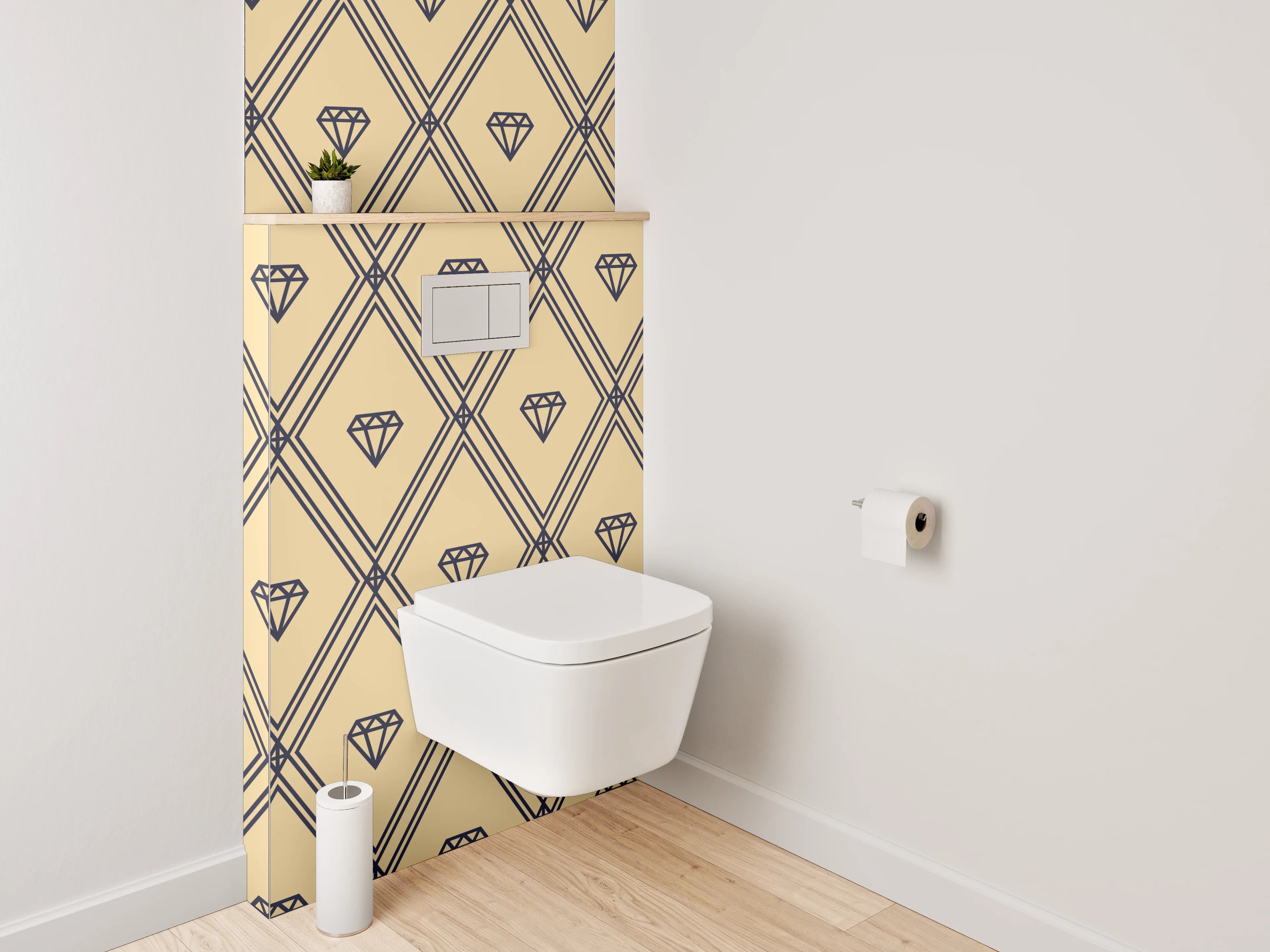 WC-Rückwand - Retro Rauten Muster beige braun
