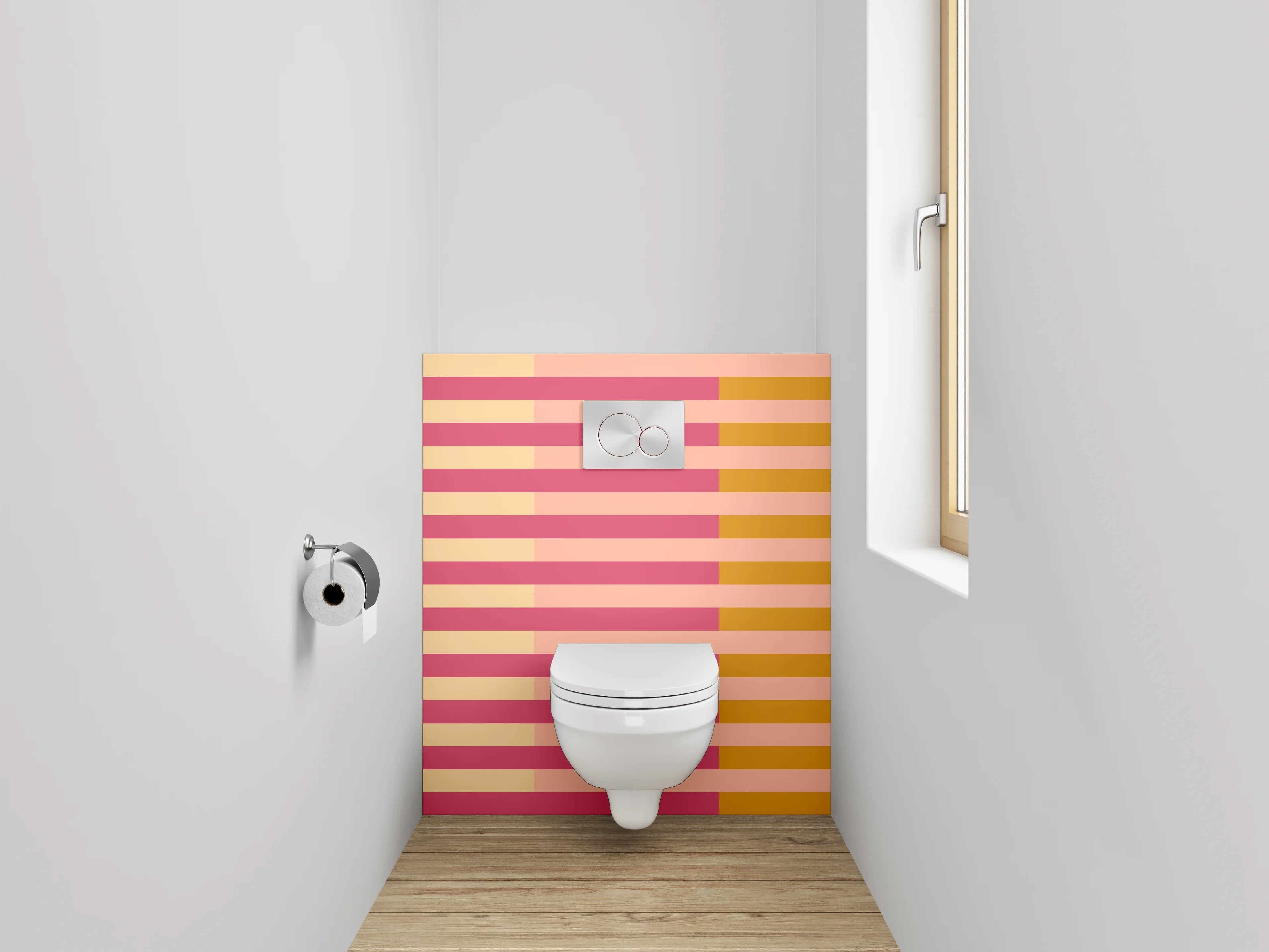 WC-Rückwand - Retro Streifen Design Rosa Orange