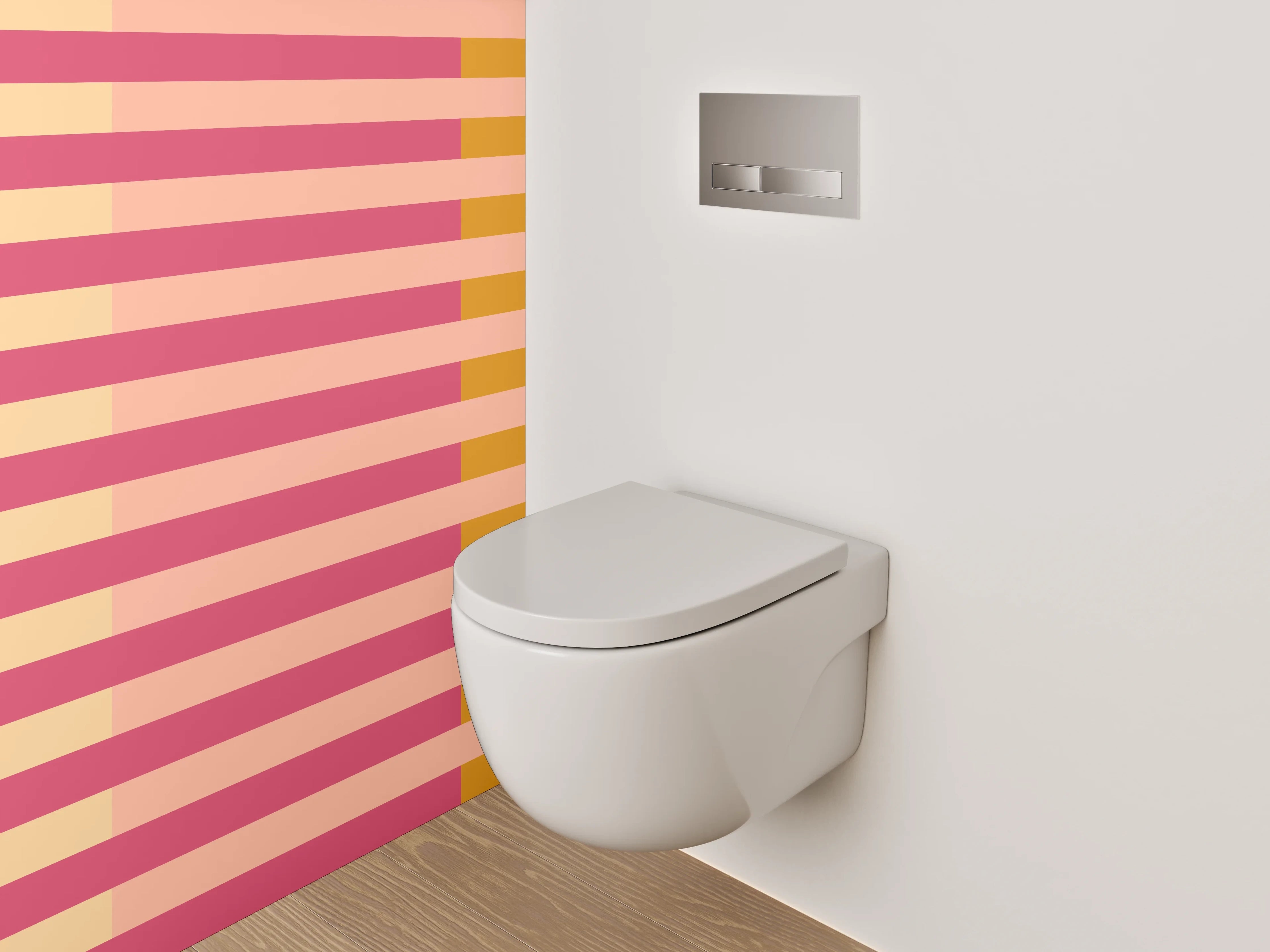 WC-Rückwand - Retro Streifen Design Rosa Orange