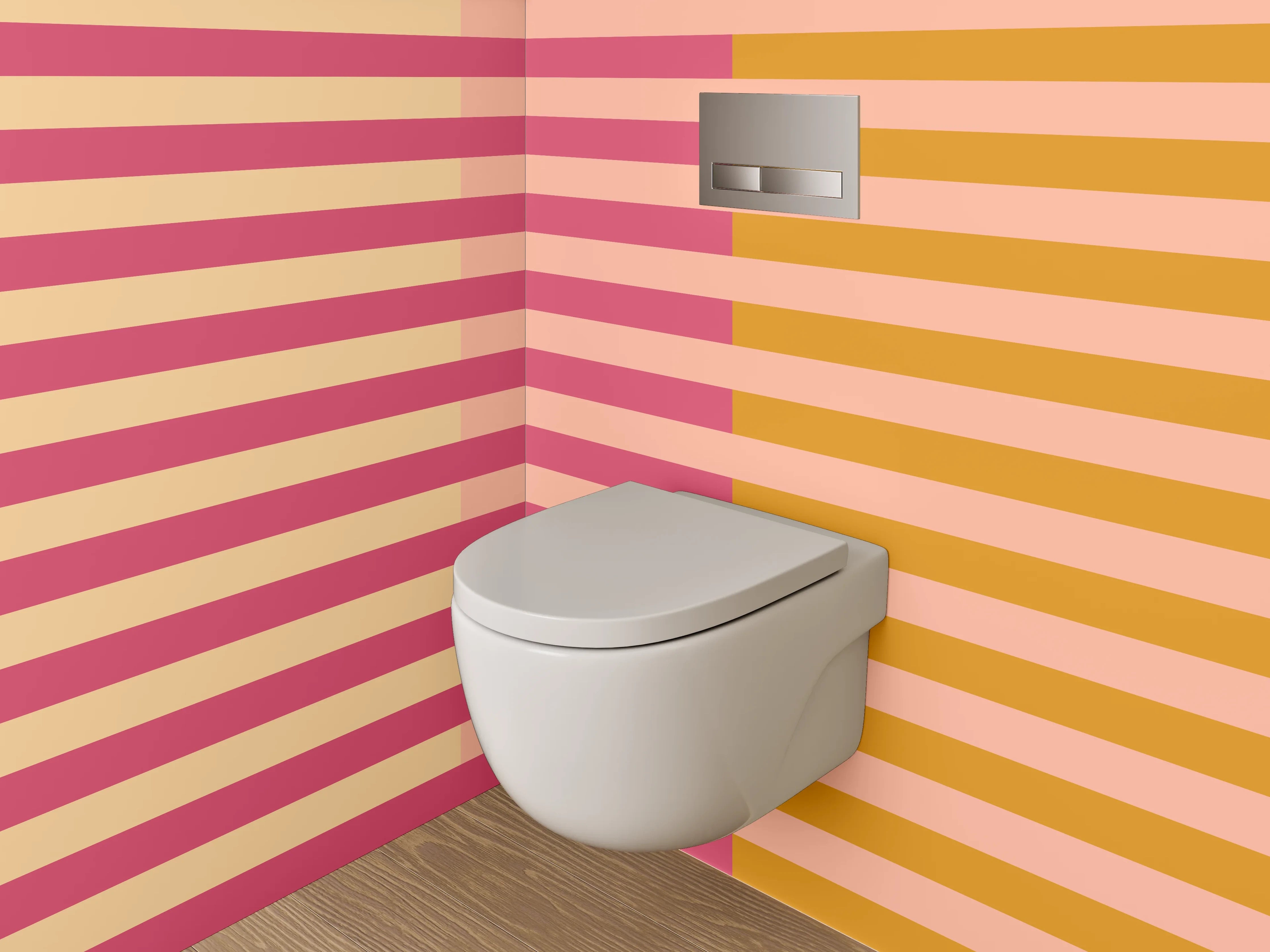 WC-Rückwand - Retro Streifen Design Rosa Orange