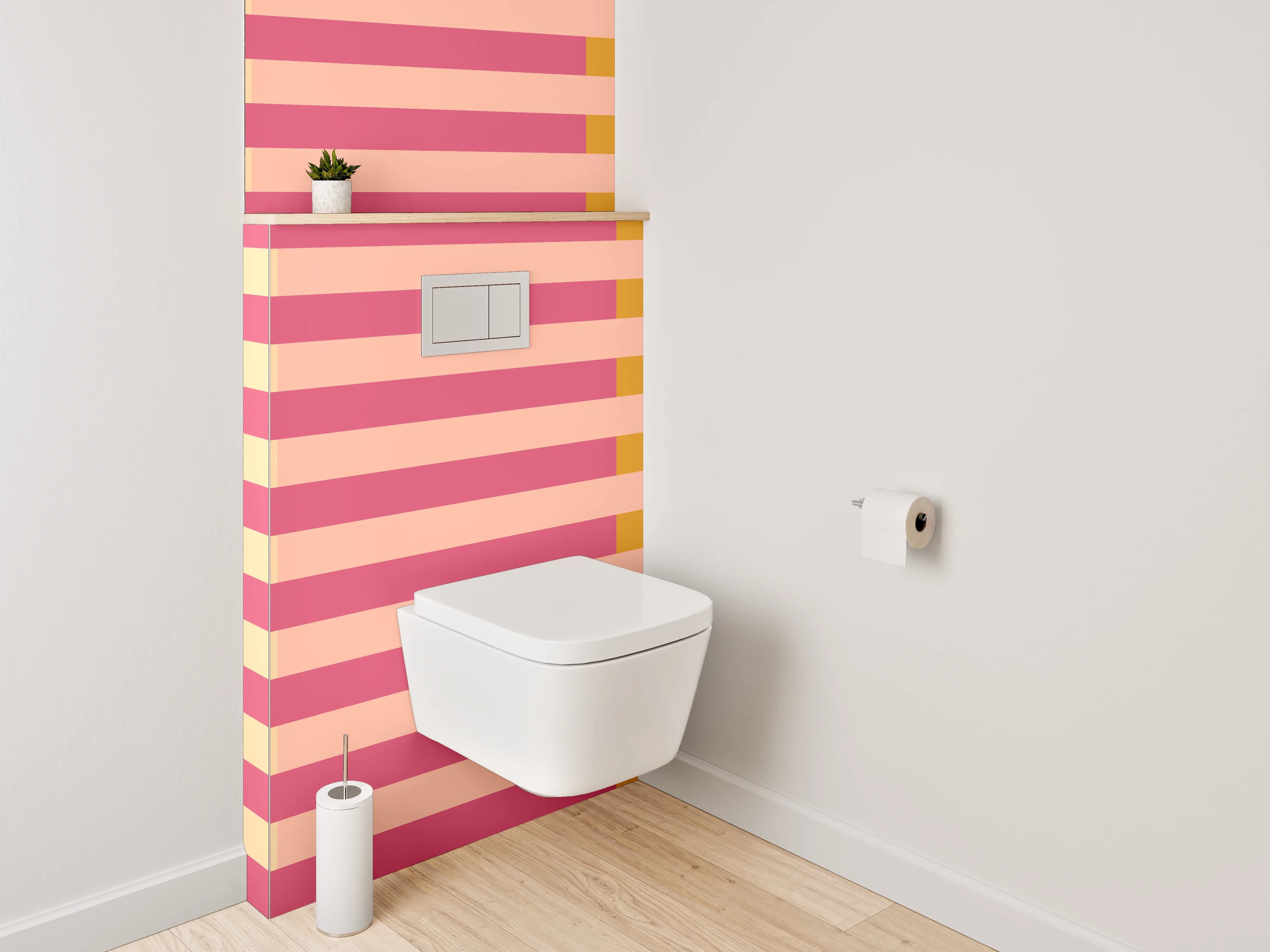 WC-Rückwand - Retro Streifen Design Rosa Orange