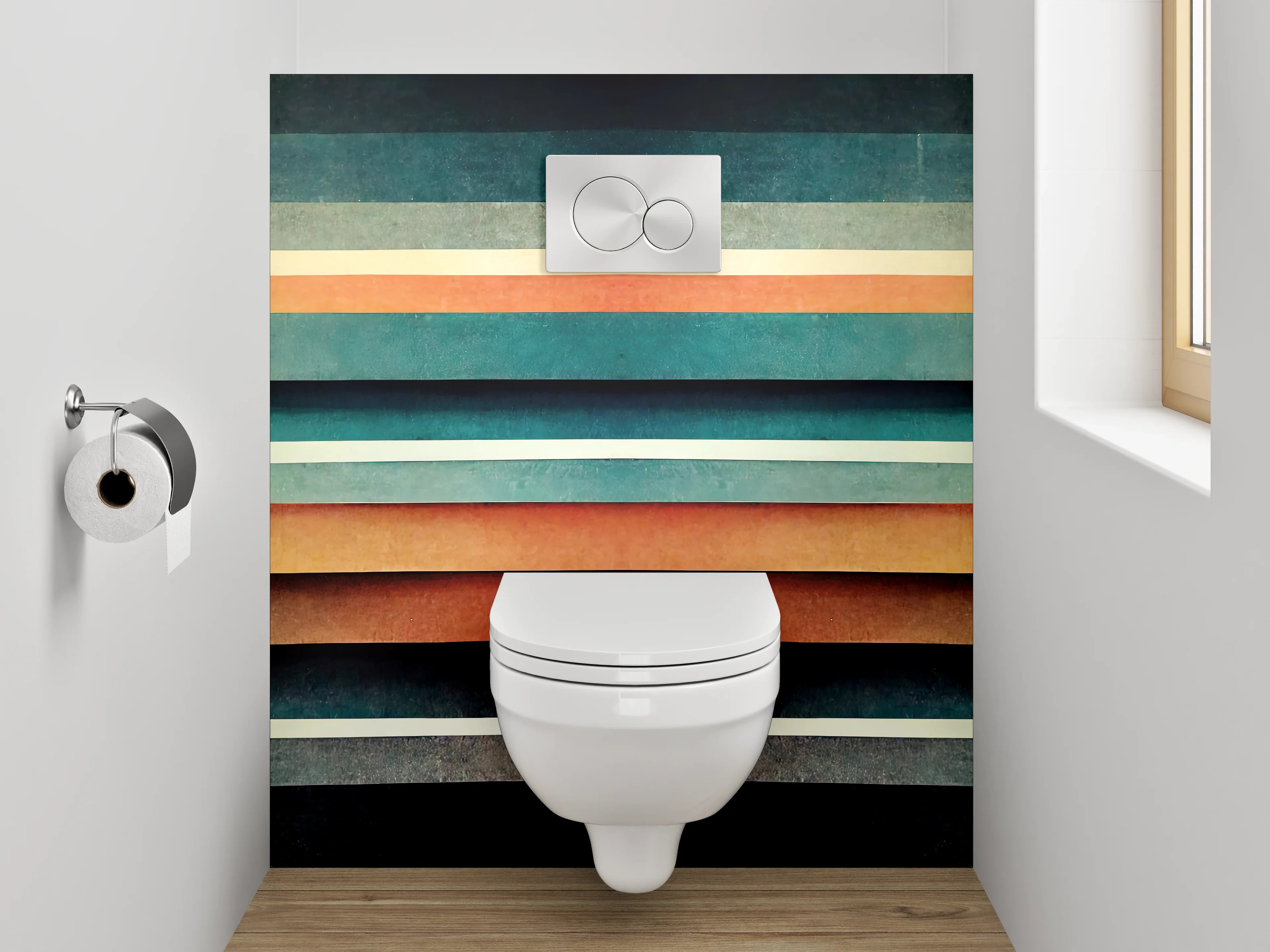 WC-Rückwand - Retro Streifen Grafik Design