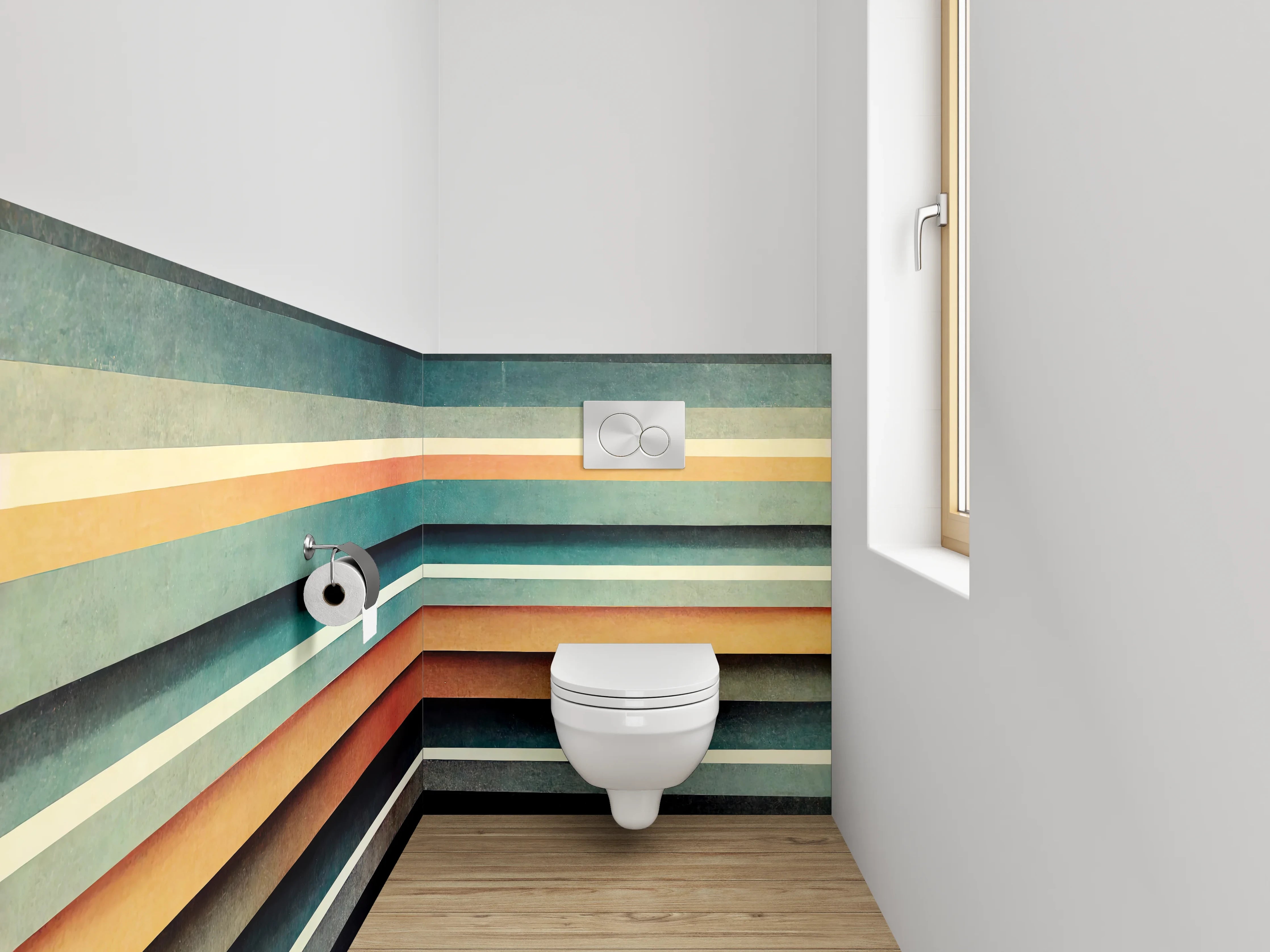 WC-Rückwand - Retro Streifen Grafik Design