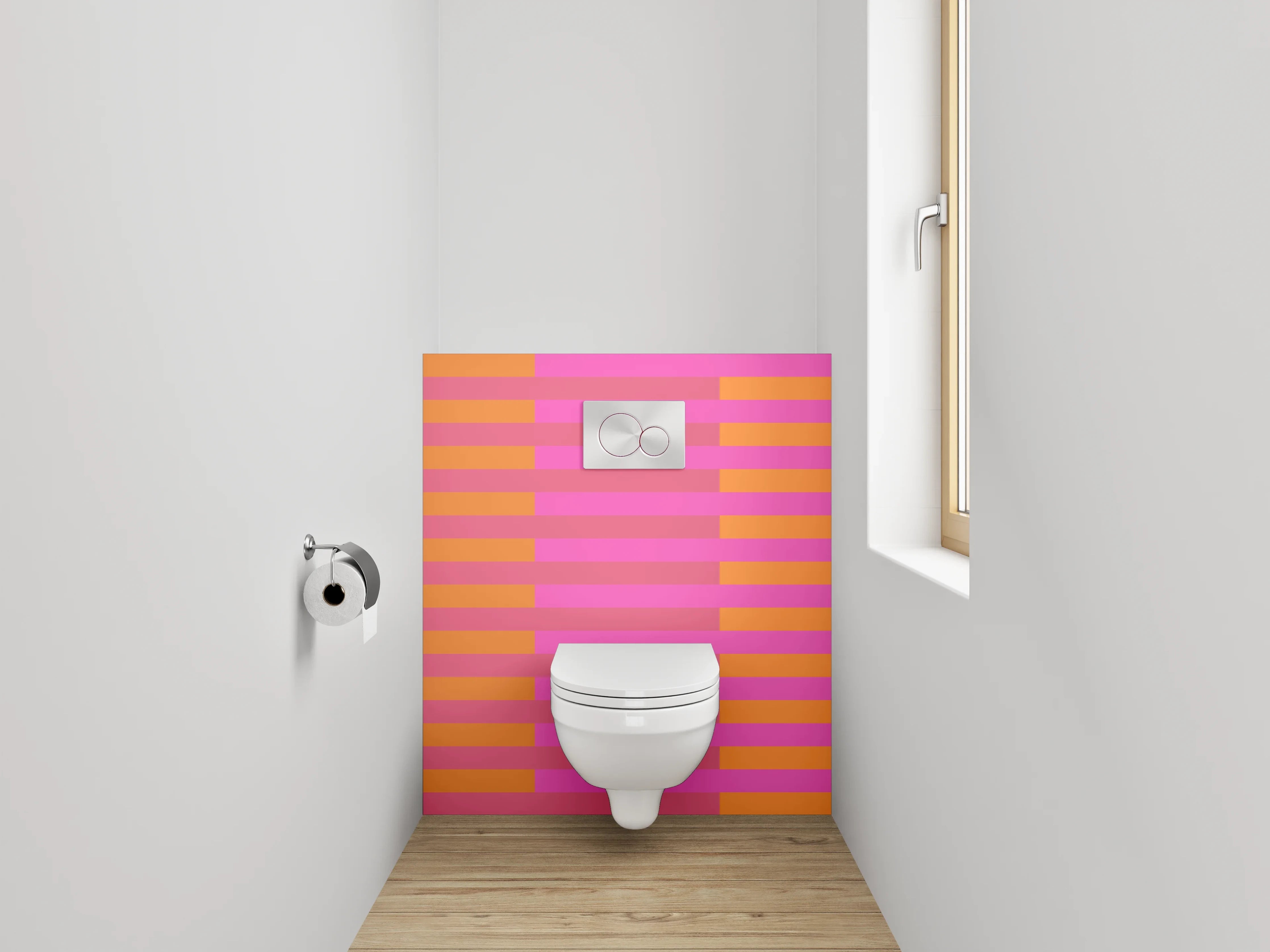 WC-Rückwand - Retro Streifenmuster Pink Orange