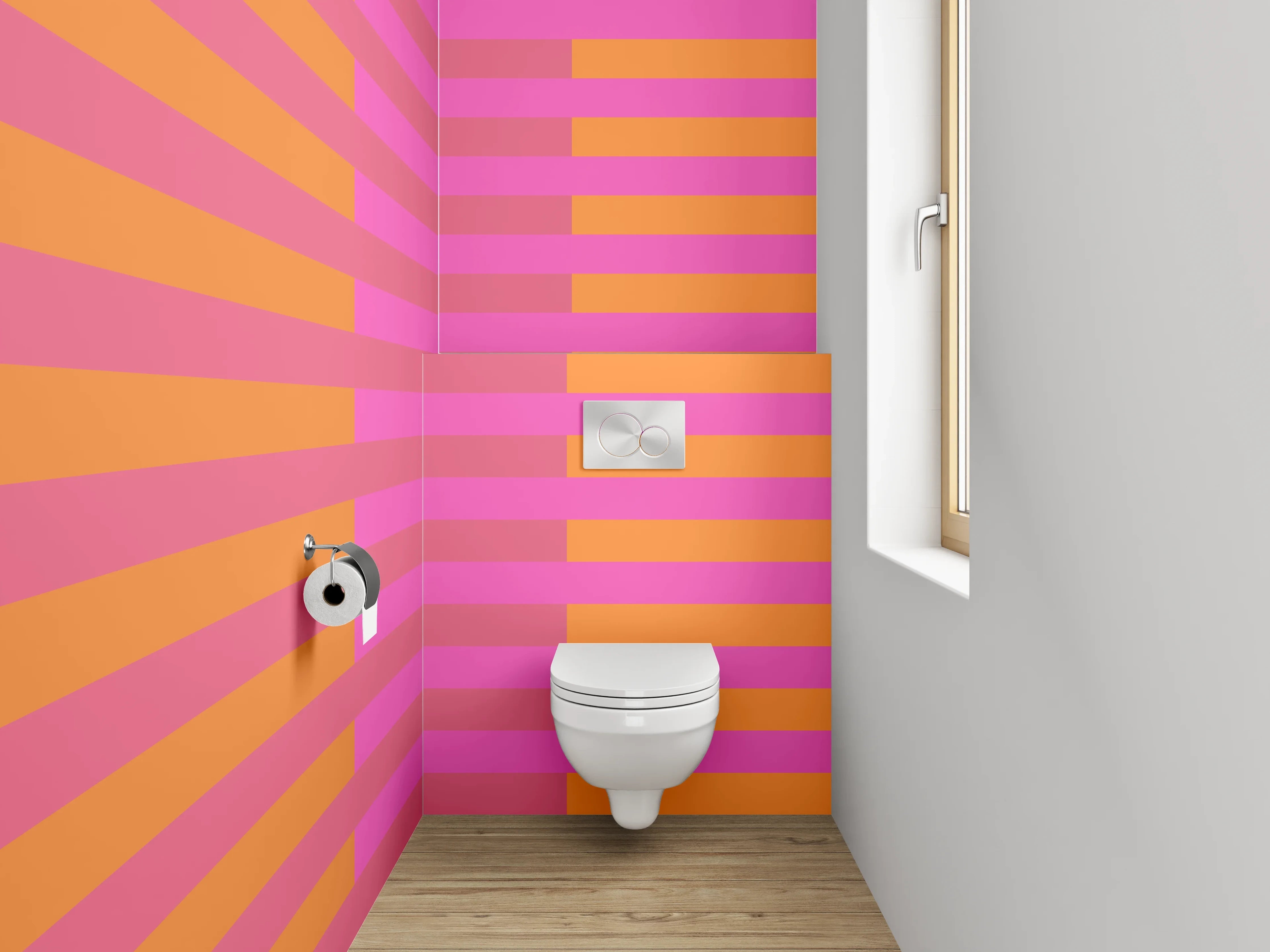 WC-Rückwand - Retro Streifenmuster Pink Orange