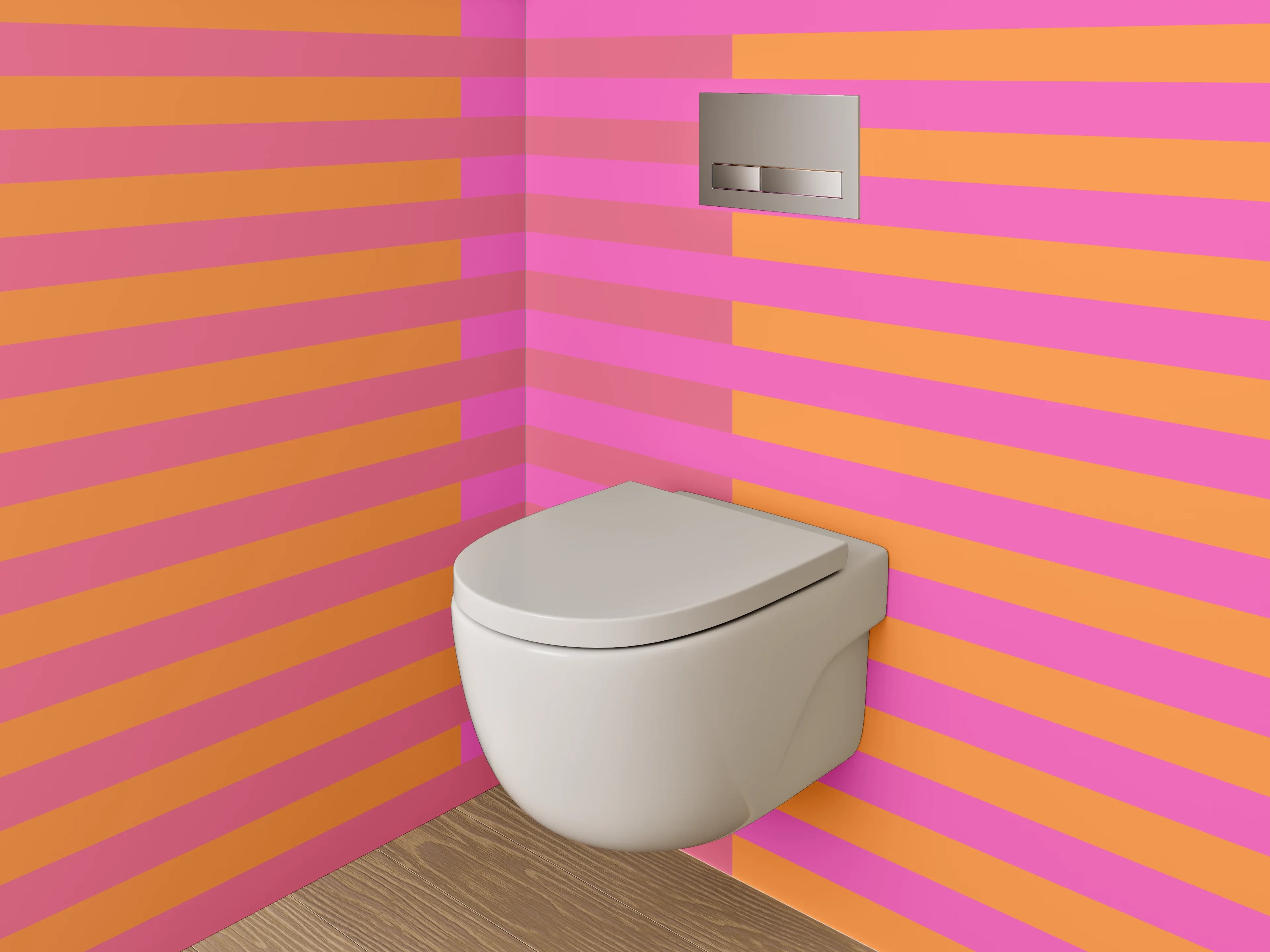 WC-Rückwand - Retro Streifenmuster Pink Orange