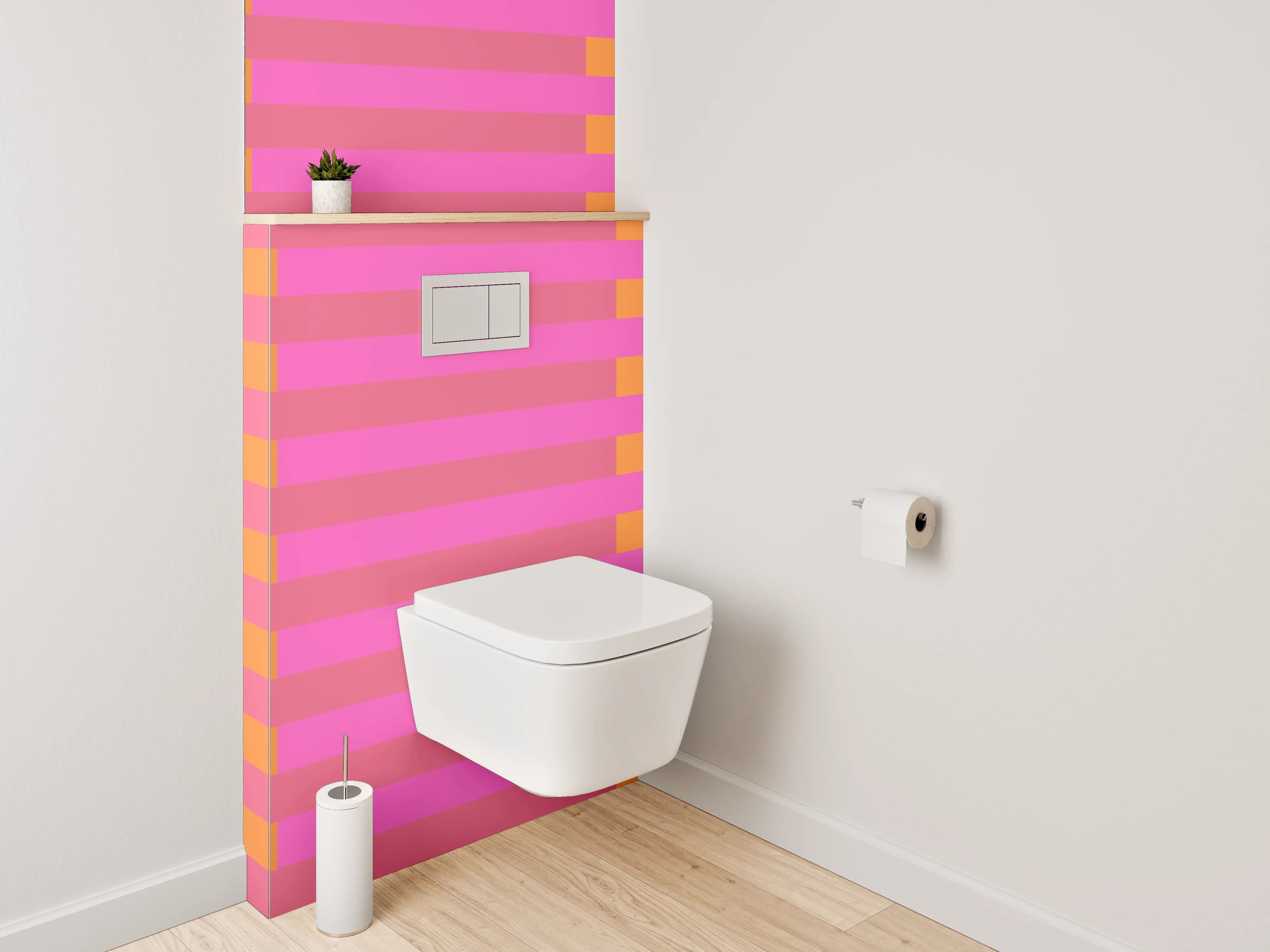 WC-Rückwand - Retro Streifenmuster Pink Orange