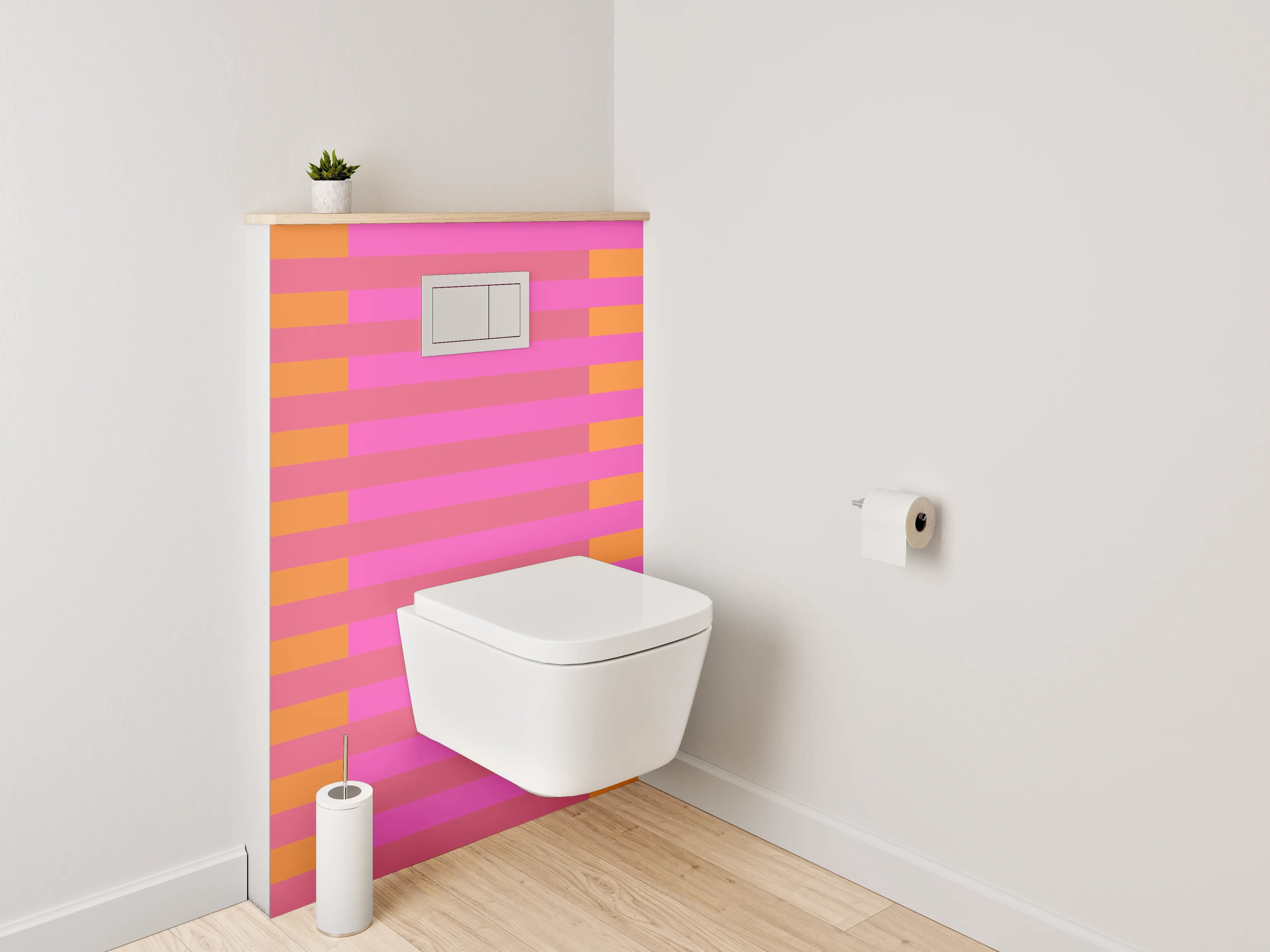 WC-Rückwand - Retro Streifenmuster Pink Orange