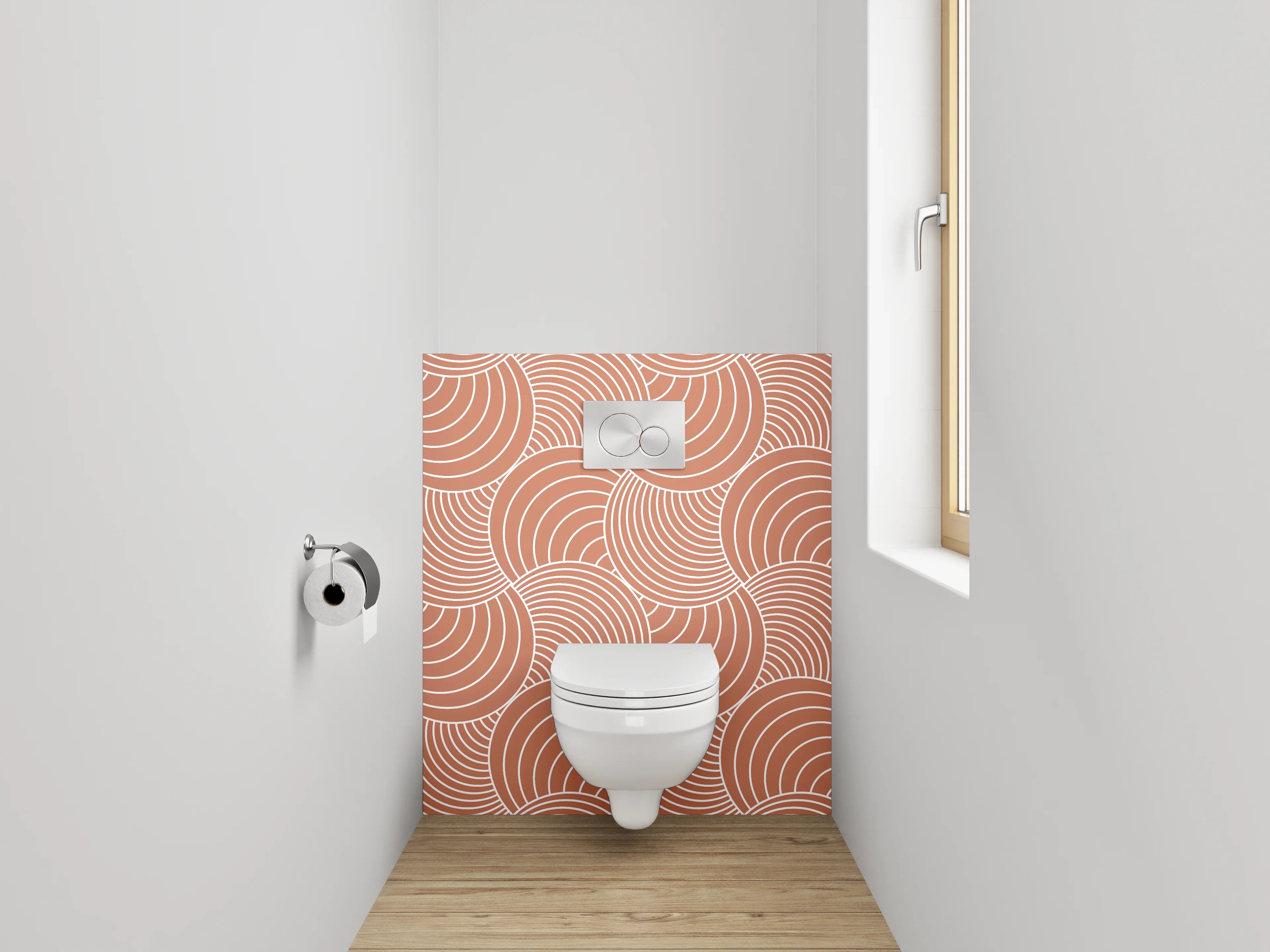 WC-Rückwand - Retro Wellenmuster Beige Minimal