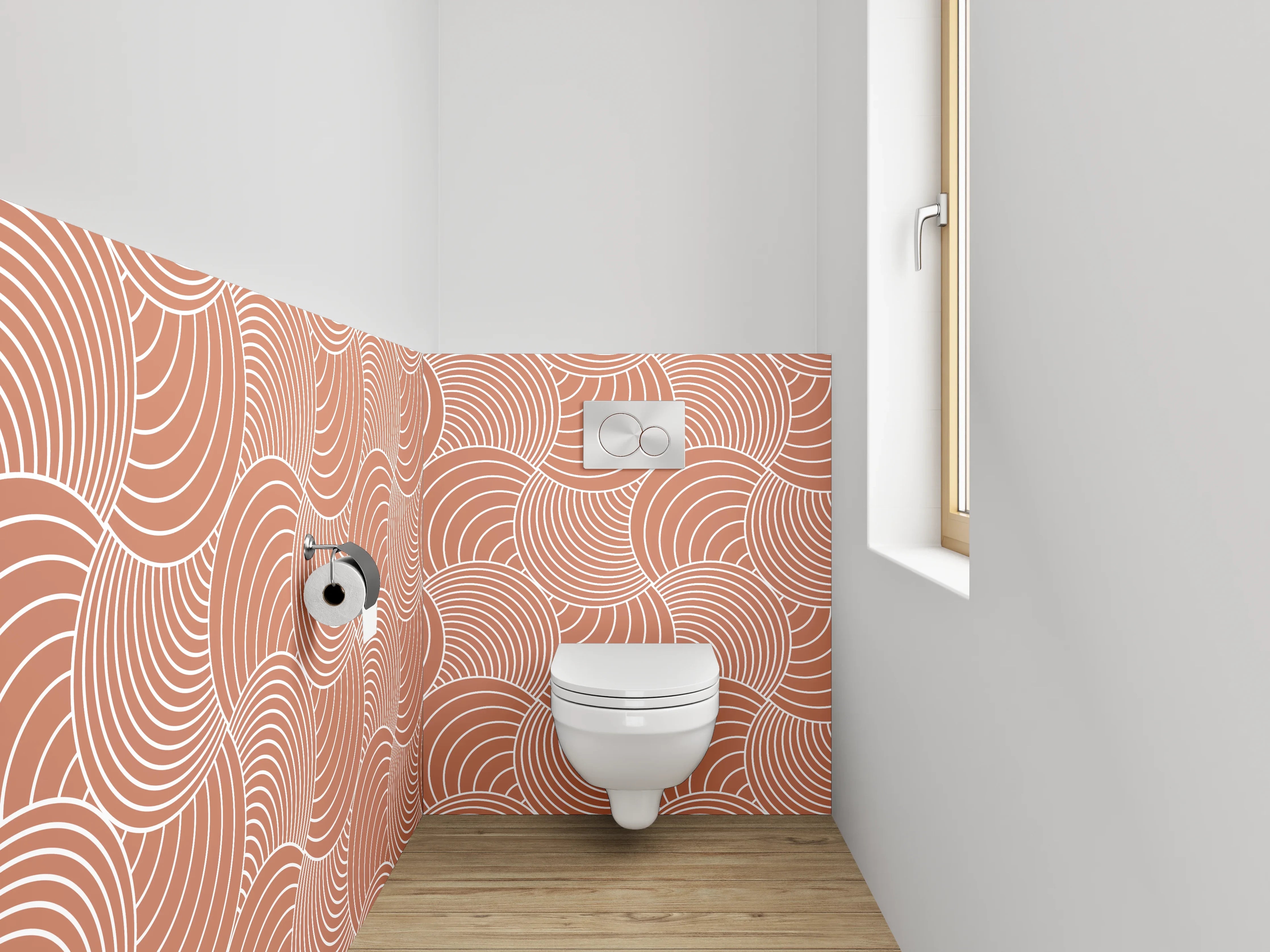 WC-Rückwand - Retro Wellenmuster Beige Minimal