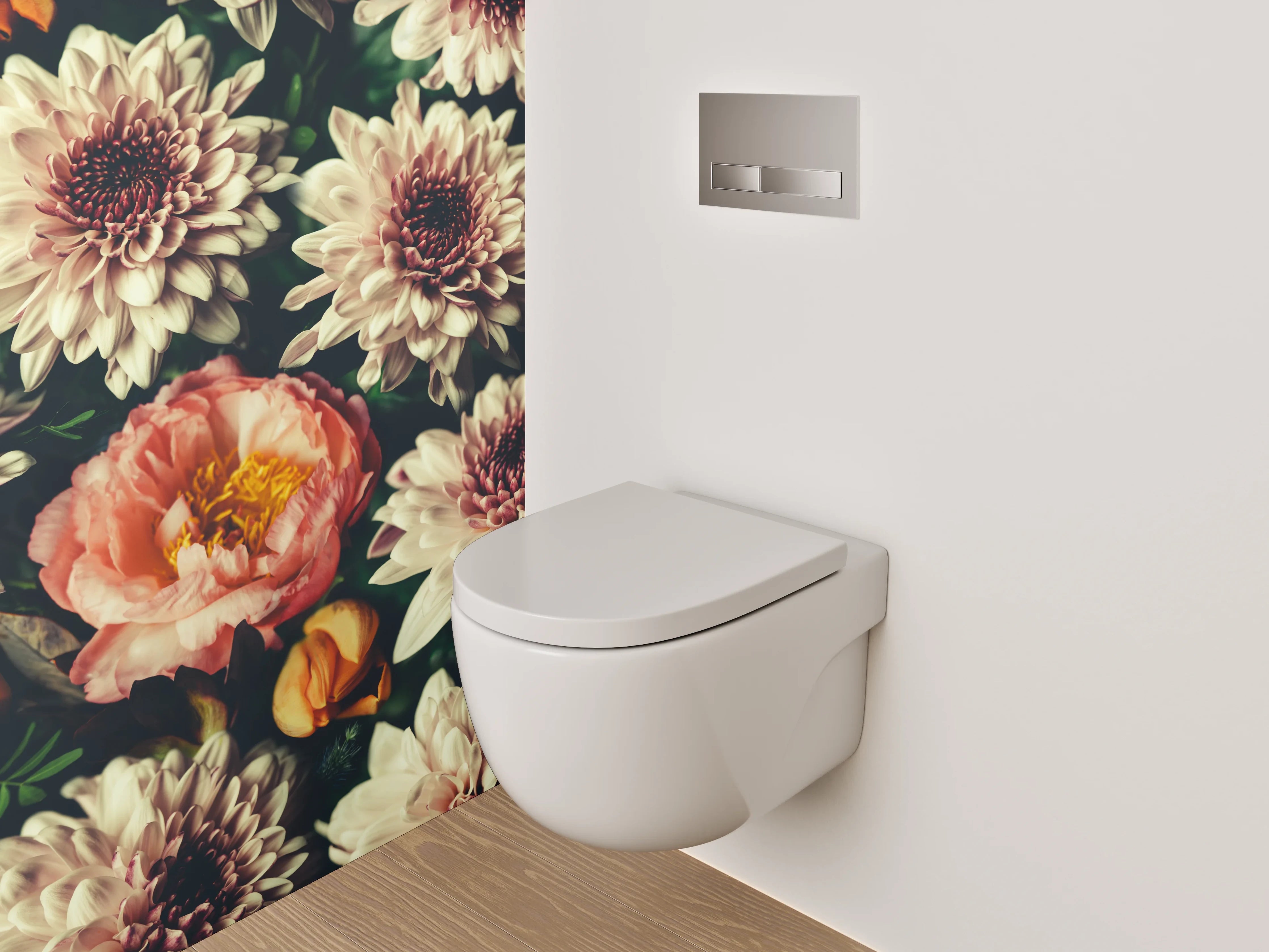WC-Rückwand - Romantische Blumenpracht für dein Bad