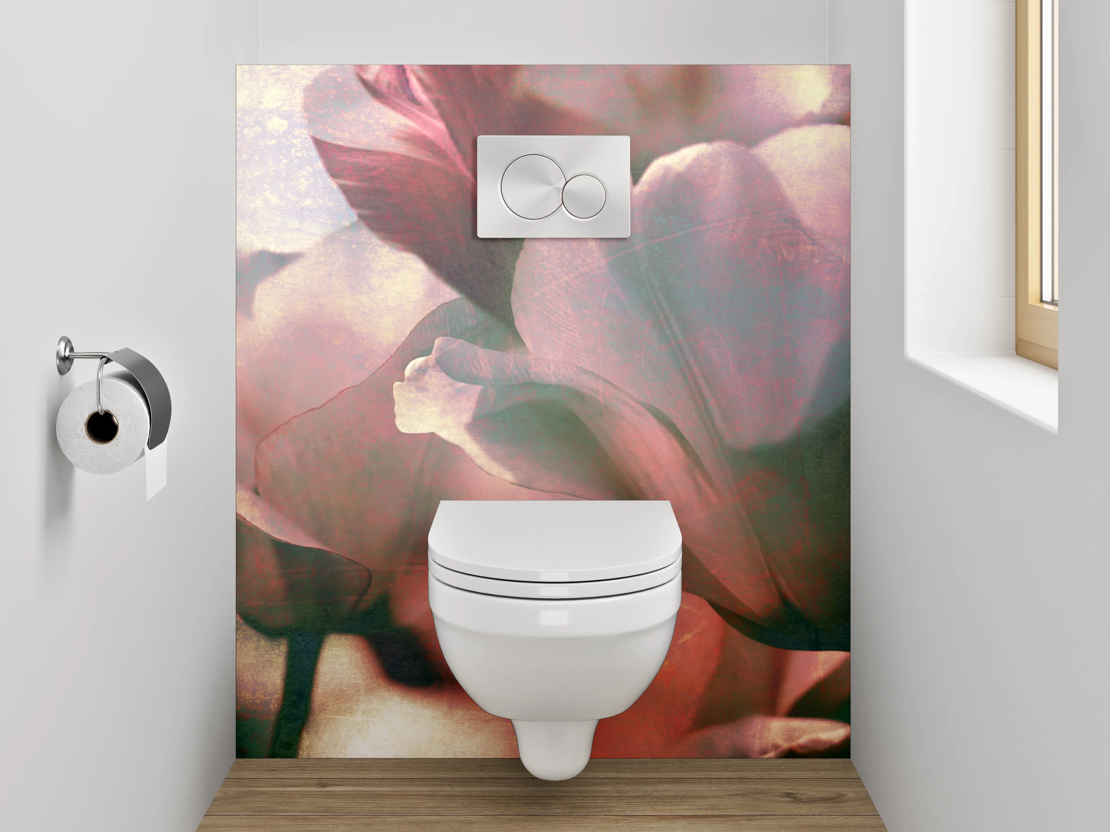 WC-Rückwand - Romantische Pastell-Tulpen im Gegenlicht