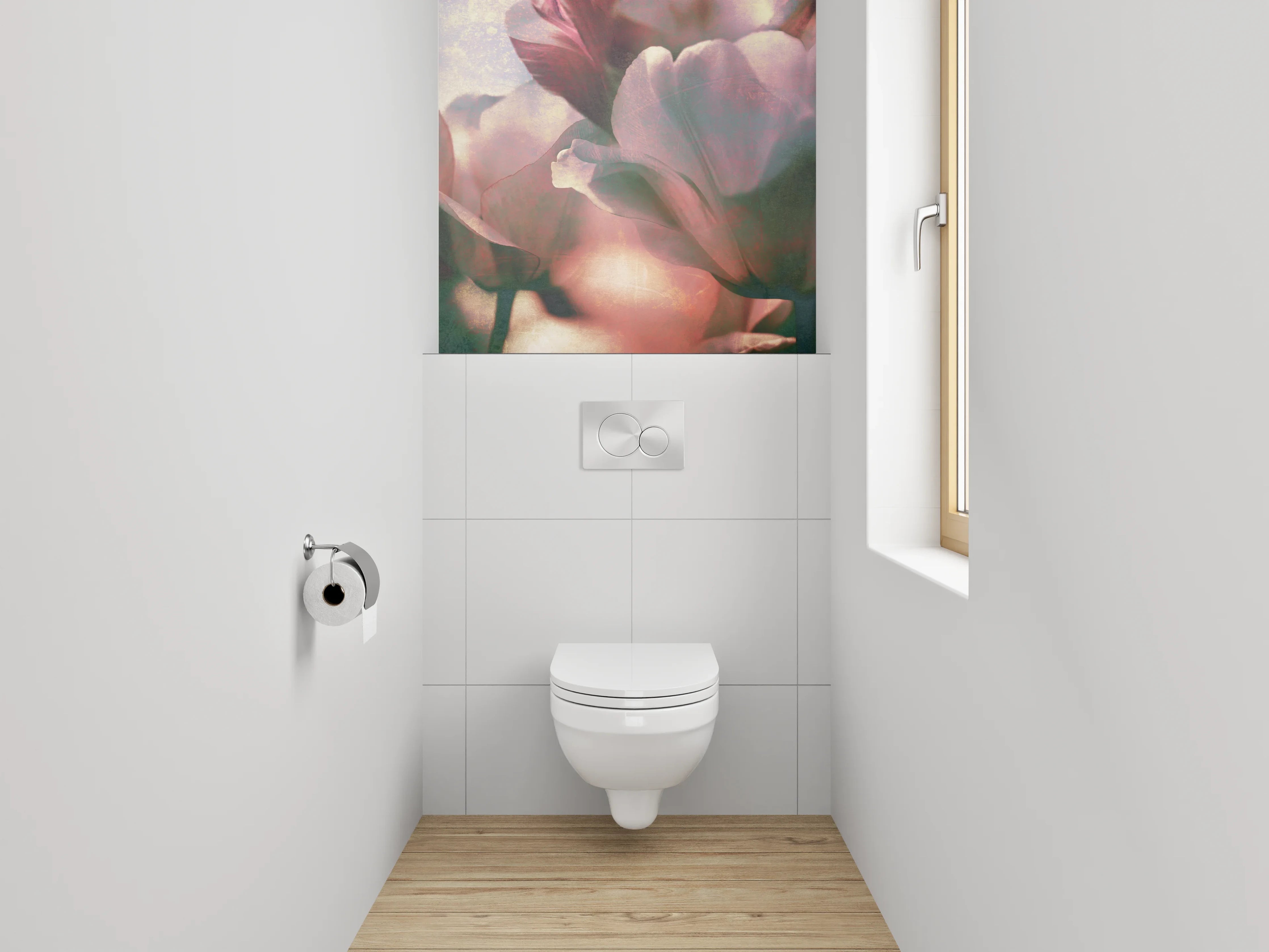 WC-Rückwand - Romantische Pastell-Tulpen im Gegenlicht