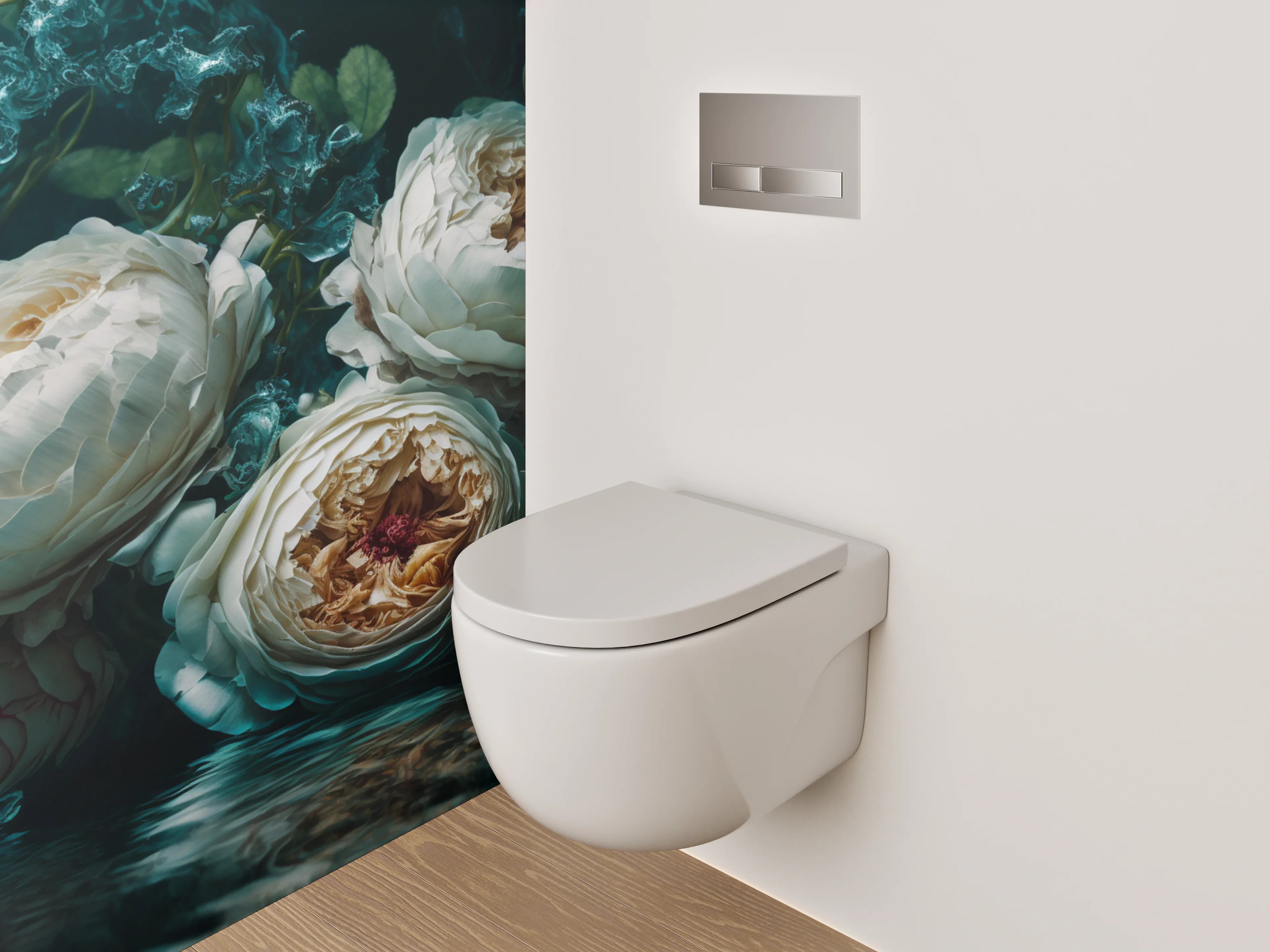 WC-Rückwand - Romantische Pfingstrosen am Wasser