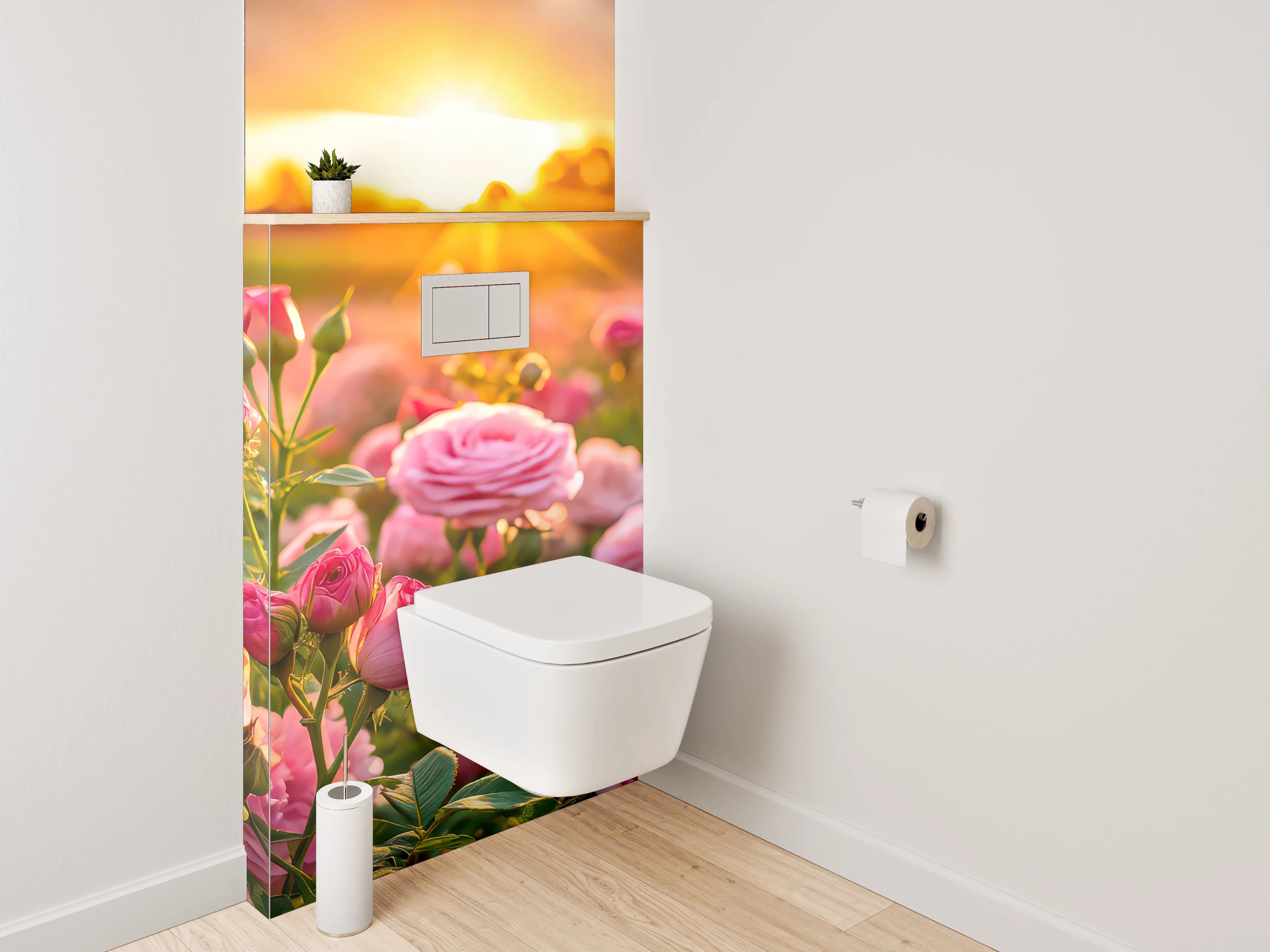WC-Rückwand - Romantische Rosen im Sonnenuntergang