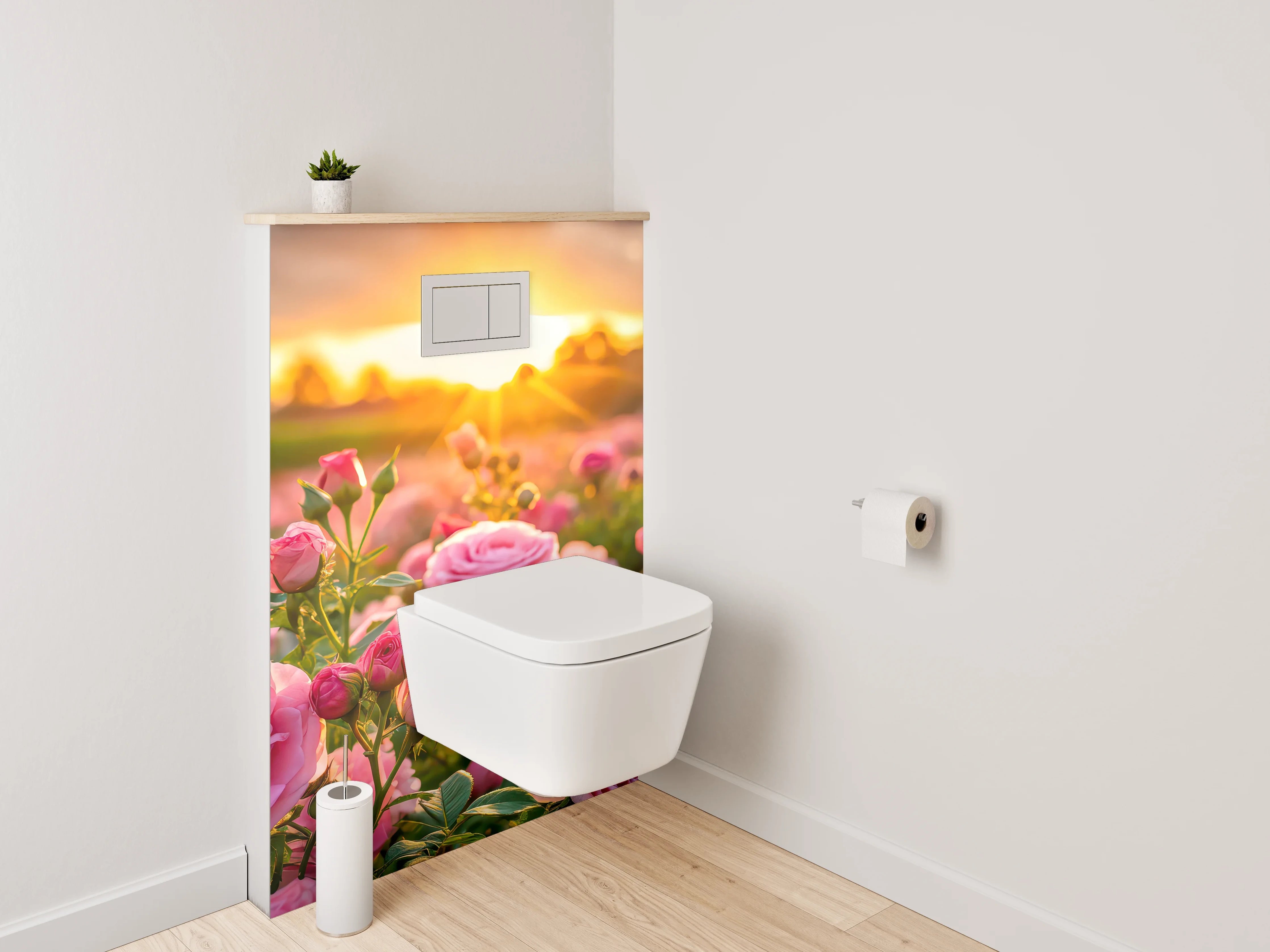 WC-Rückwand - Romantische Rosen im Sonnenuntergang