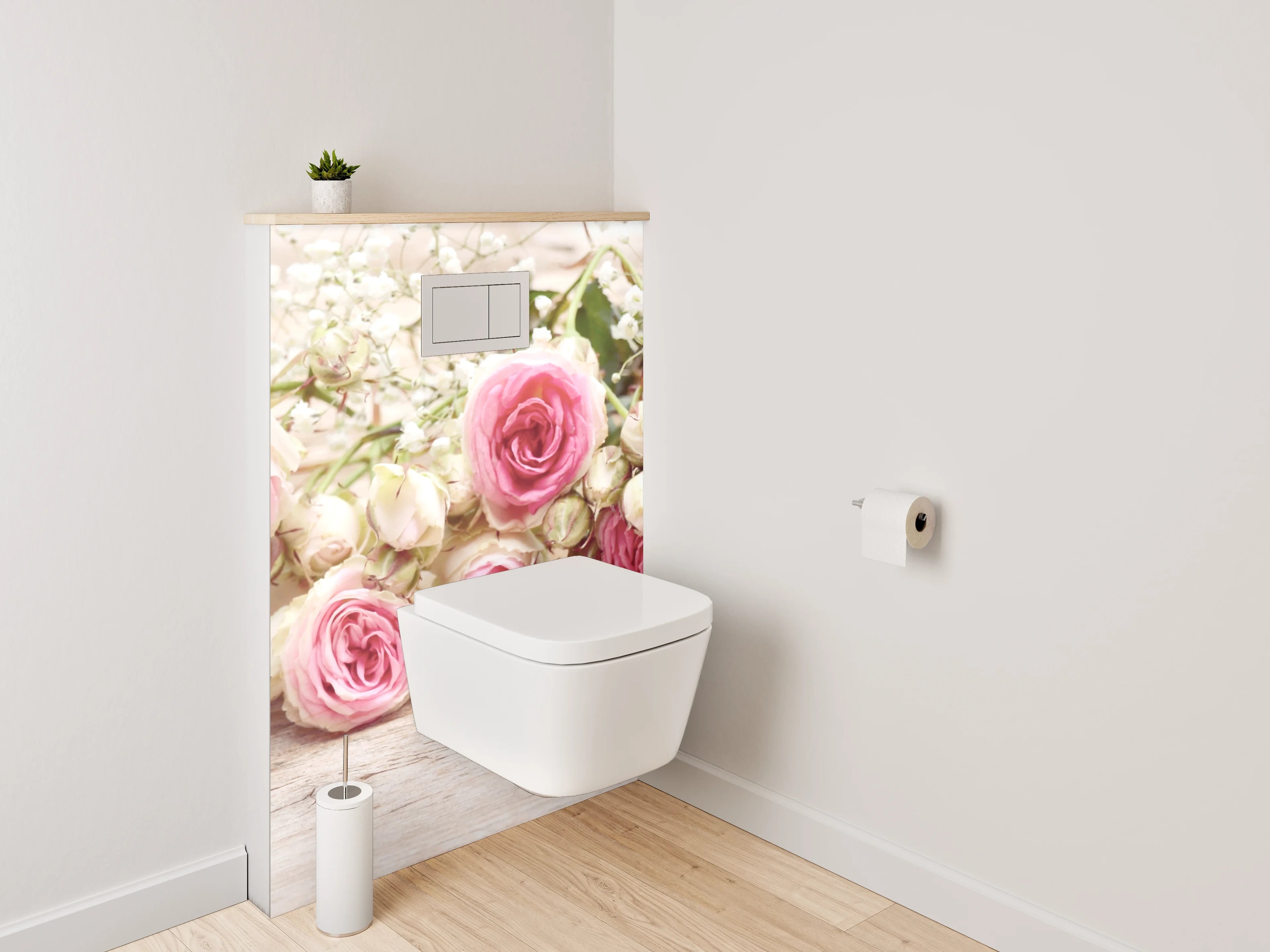 WC-Rückwand - Romantische Rosen mit Herz-Dekor