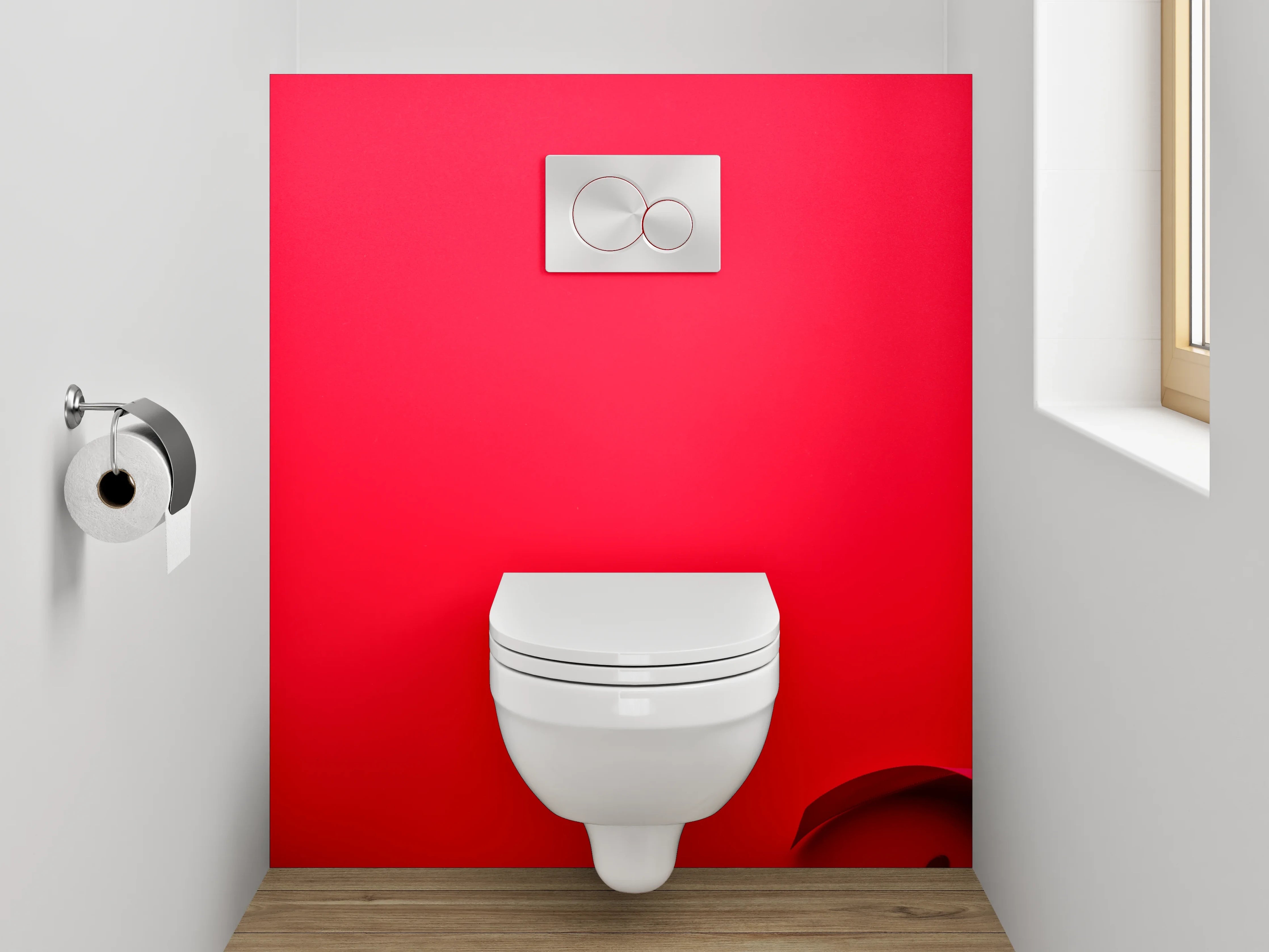 WC-Rückwand - Romantische Rosenblätter auf Rot