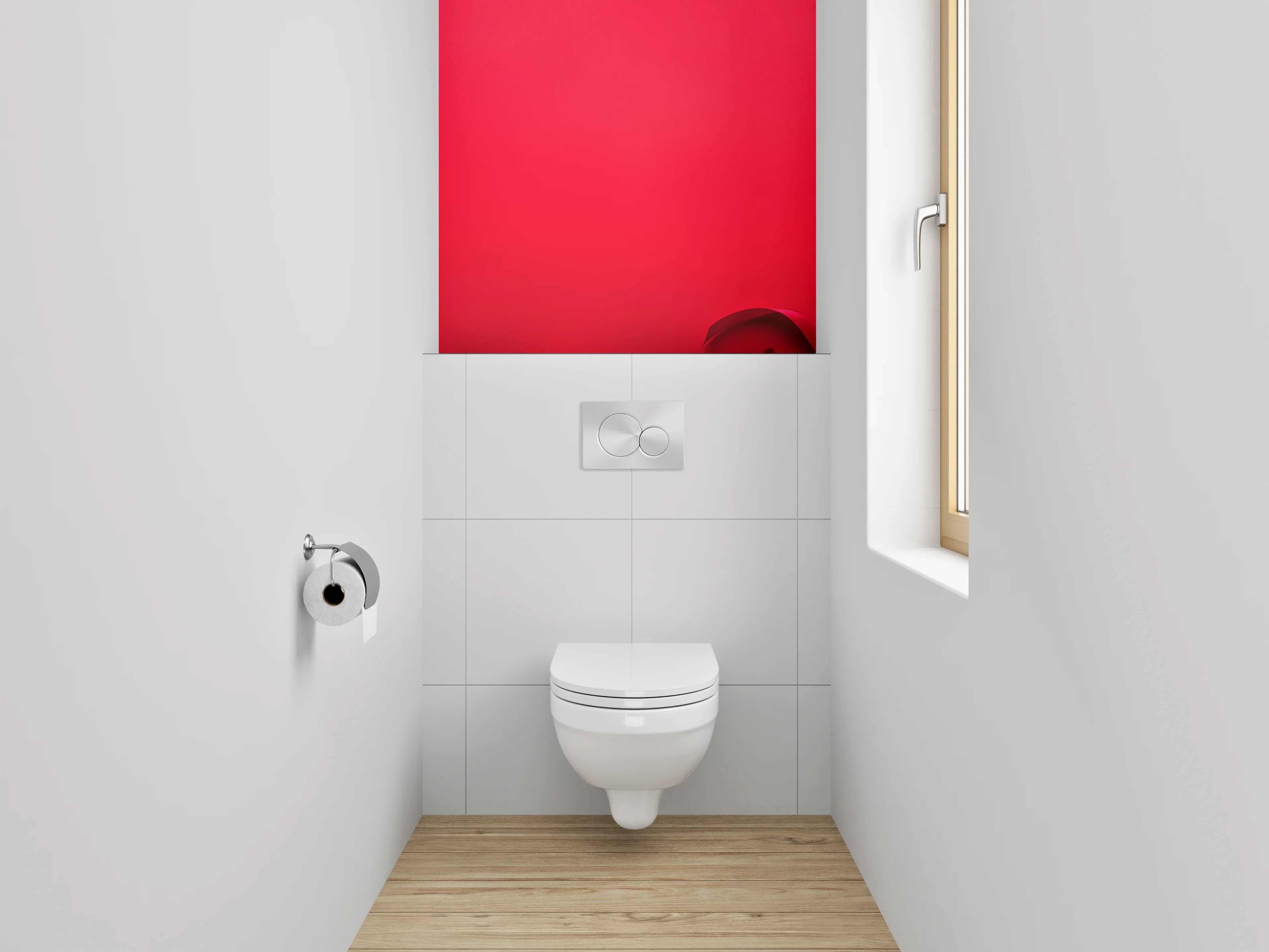 WC-Rückwand - Romantische Rosenblätter auf Rot