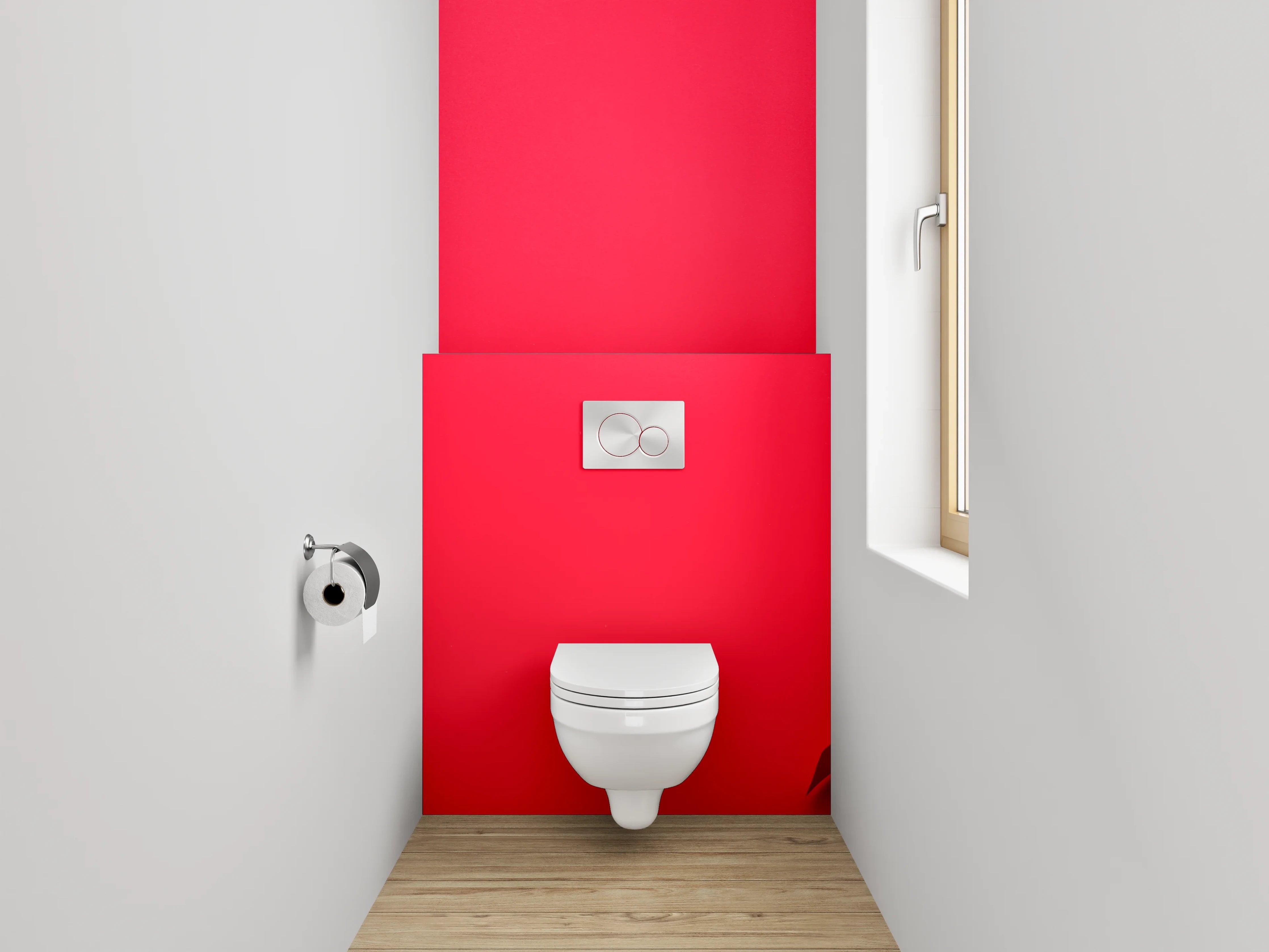 WC-Rückwand - Romantische Rosenblätter auf Rot