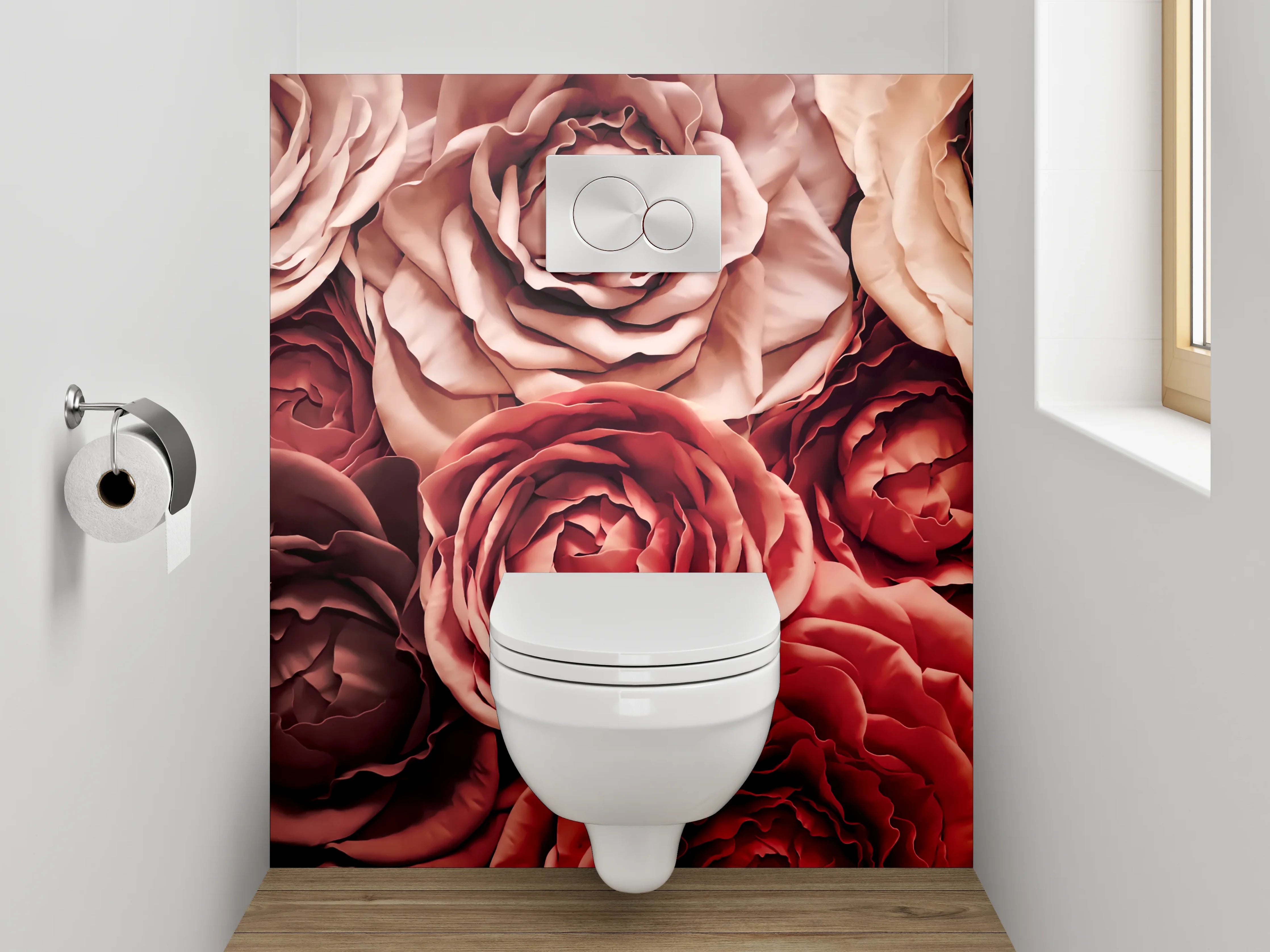 WC-Rückwand - Romantische Rosenpracht – Blumenmotiv