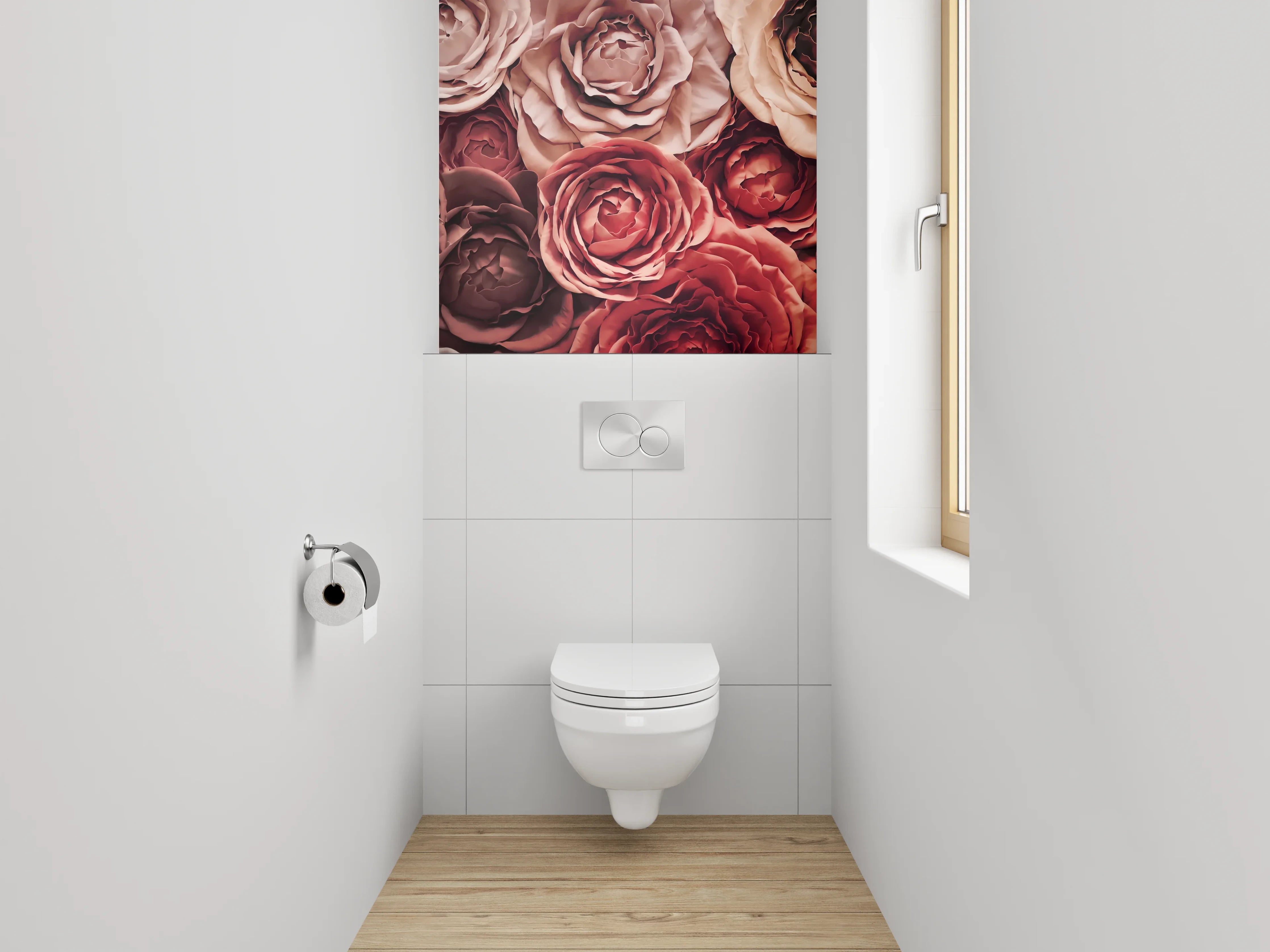 WC-Rückwand - Romantische Rosenpracht – Blumenmotiv