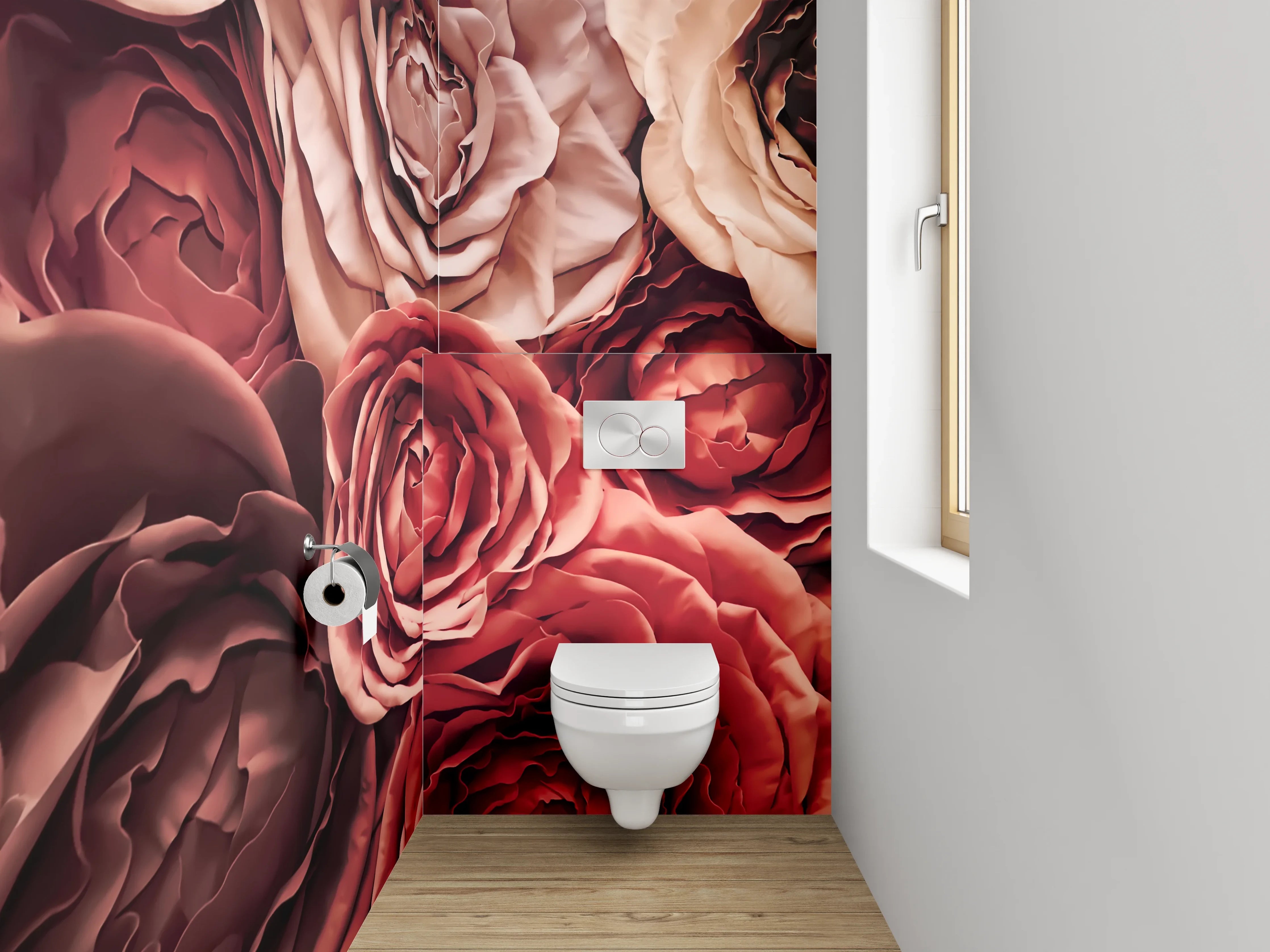 WC-Rückwand - Romantische Rosenpracht – Blumenmotiv