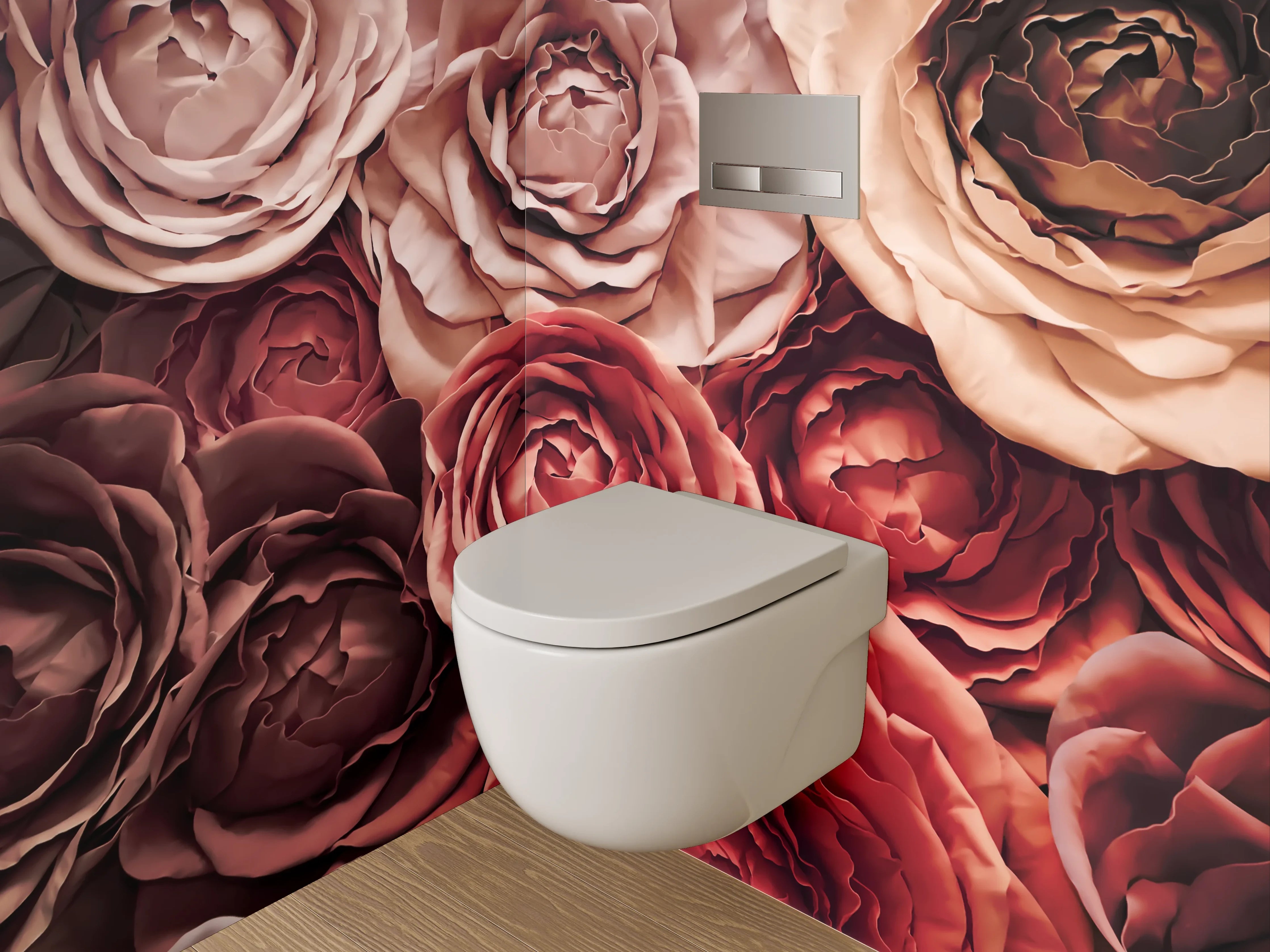 WC-Rückwand - Romantische Rosenpracht – Blumenmotiv
