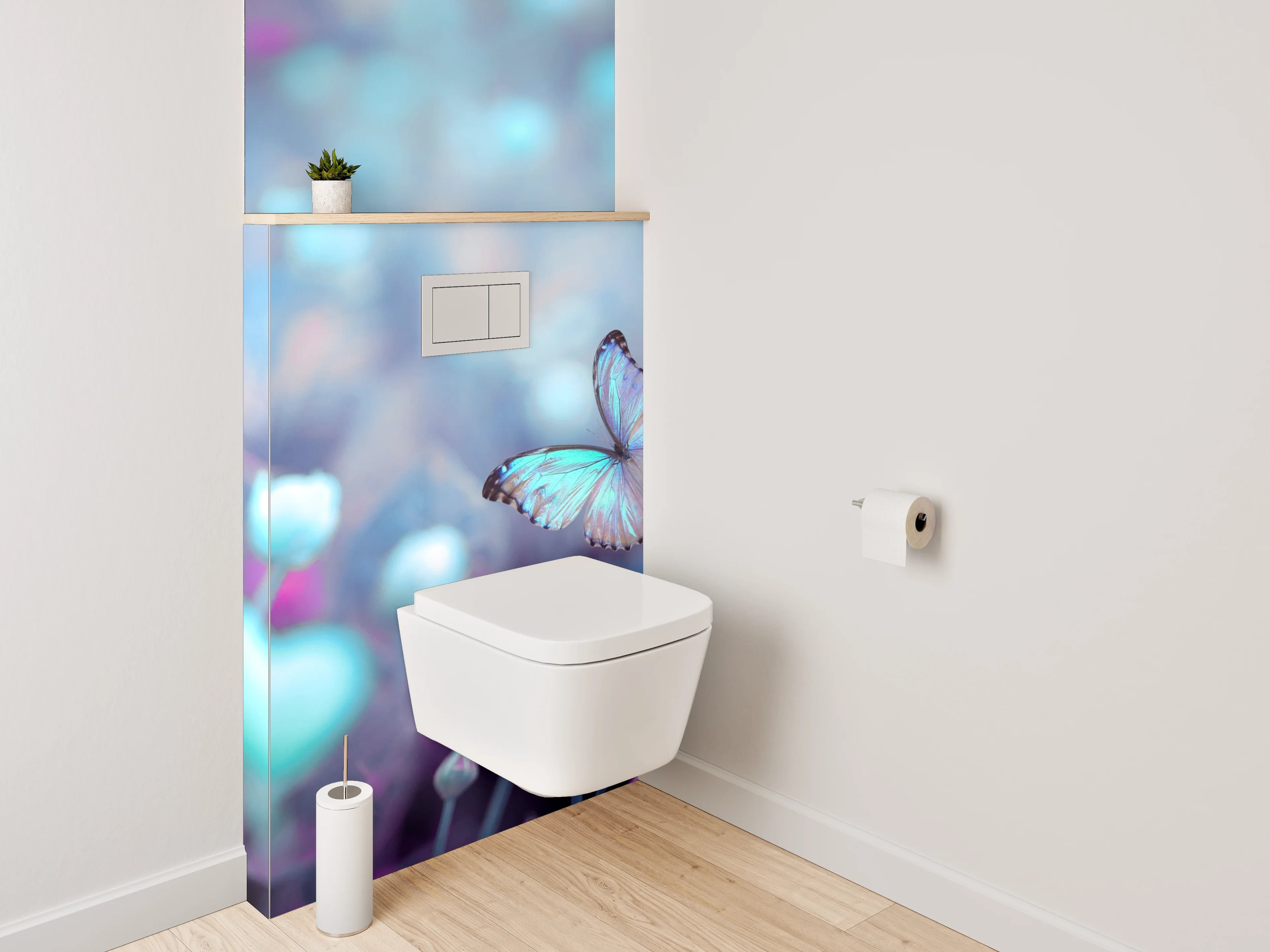 WC-Rückwand - Romantische Schmetterlinge über Blumenwiese