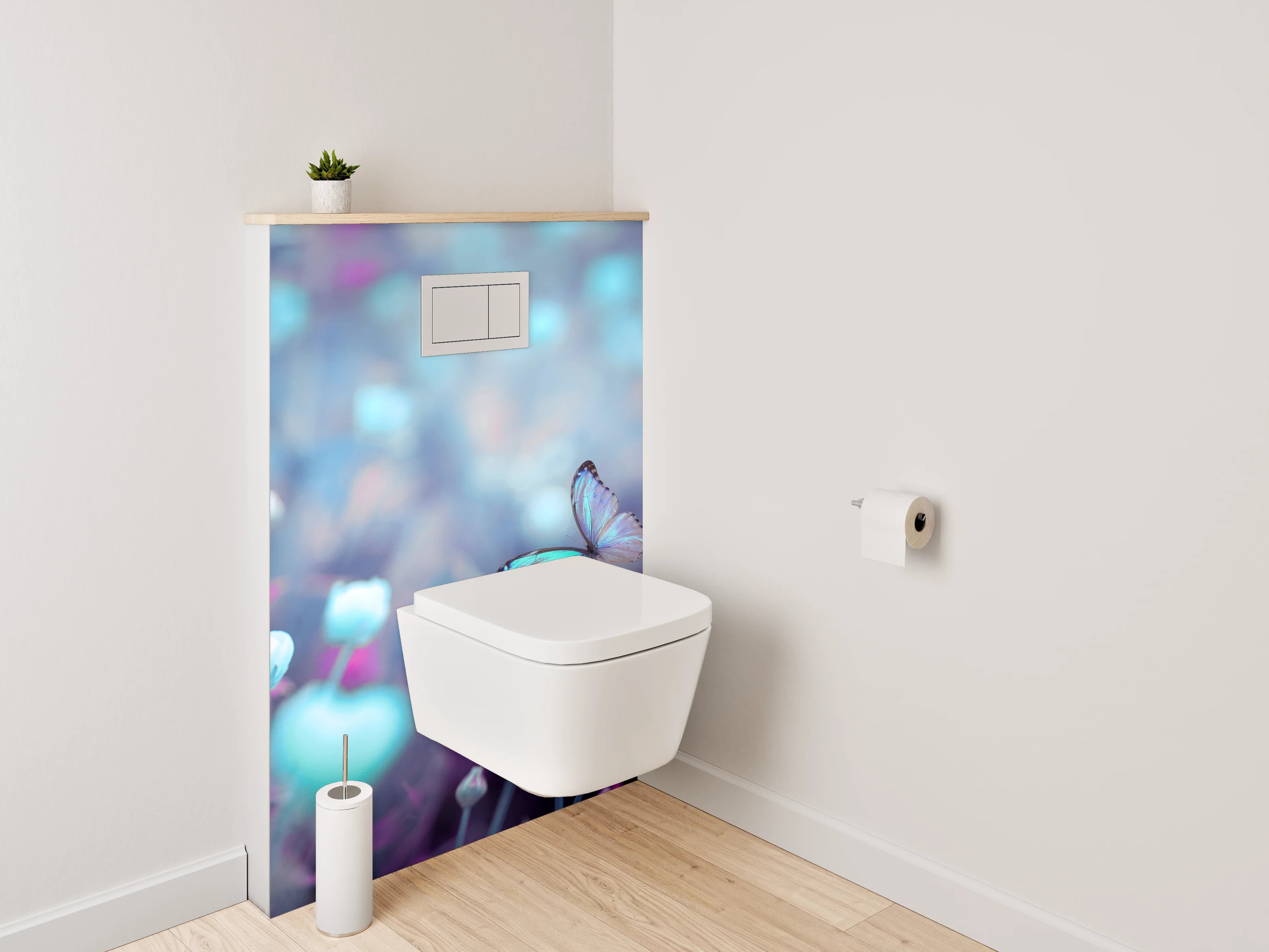 WC-Rückwand - Romantische Schmetterlinge über Blumenwiese