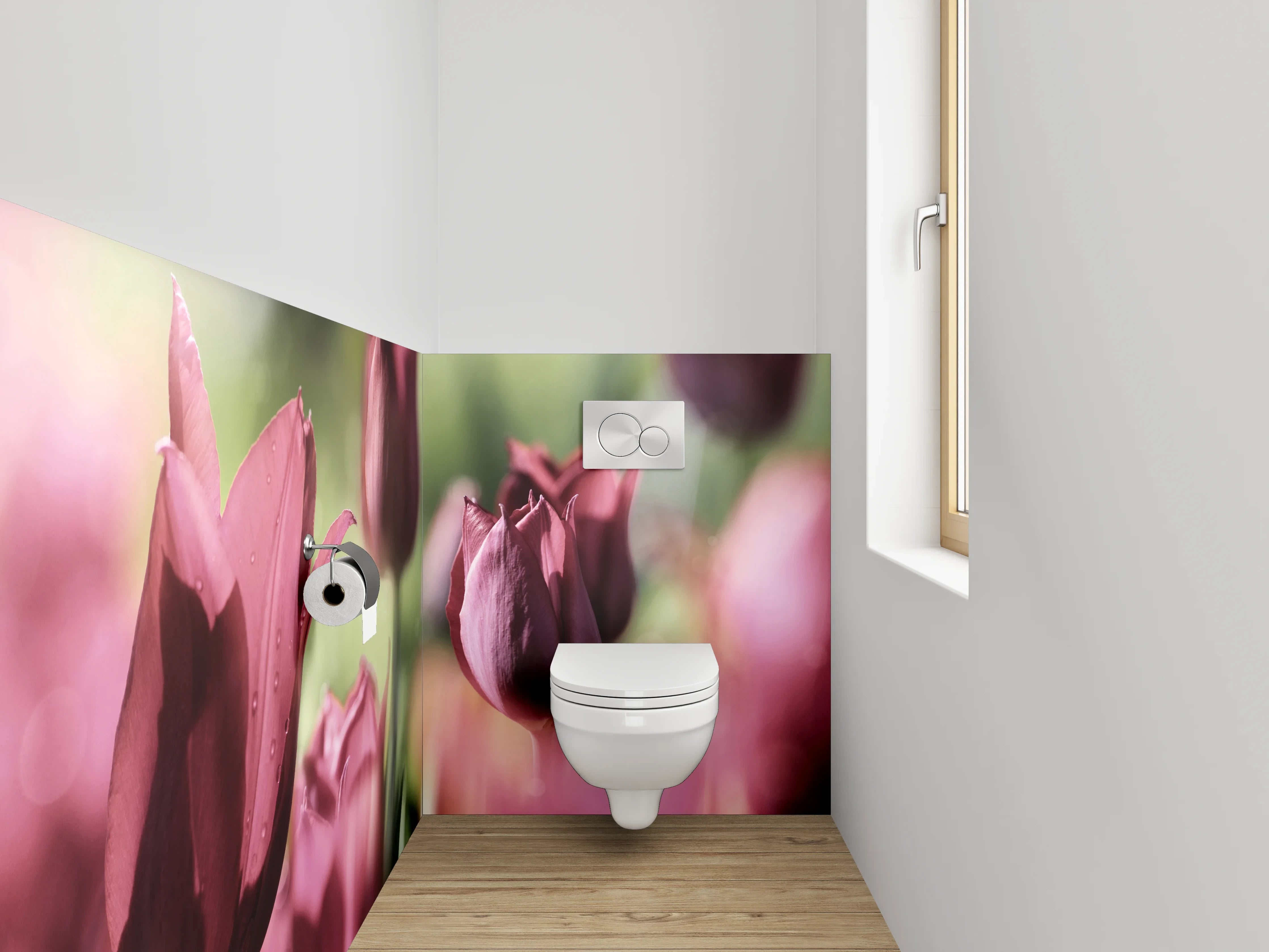 WC-Rückwand - Romantische Tulpenblüten – Fotomotiv