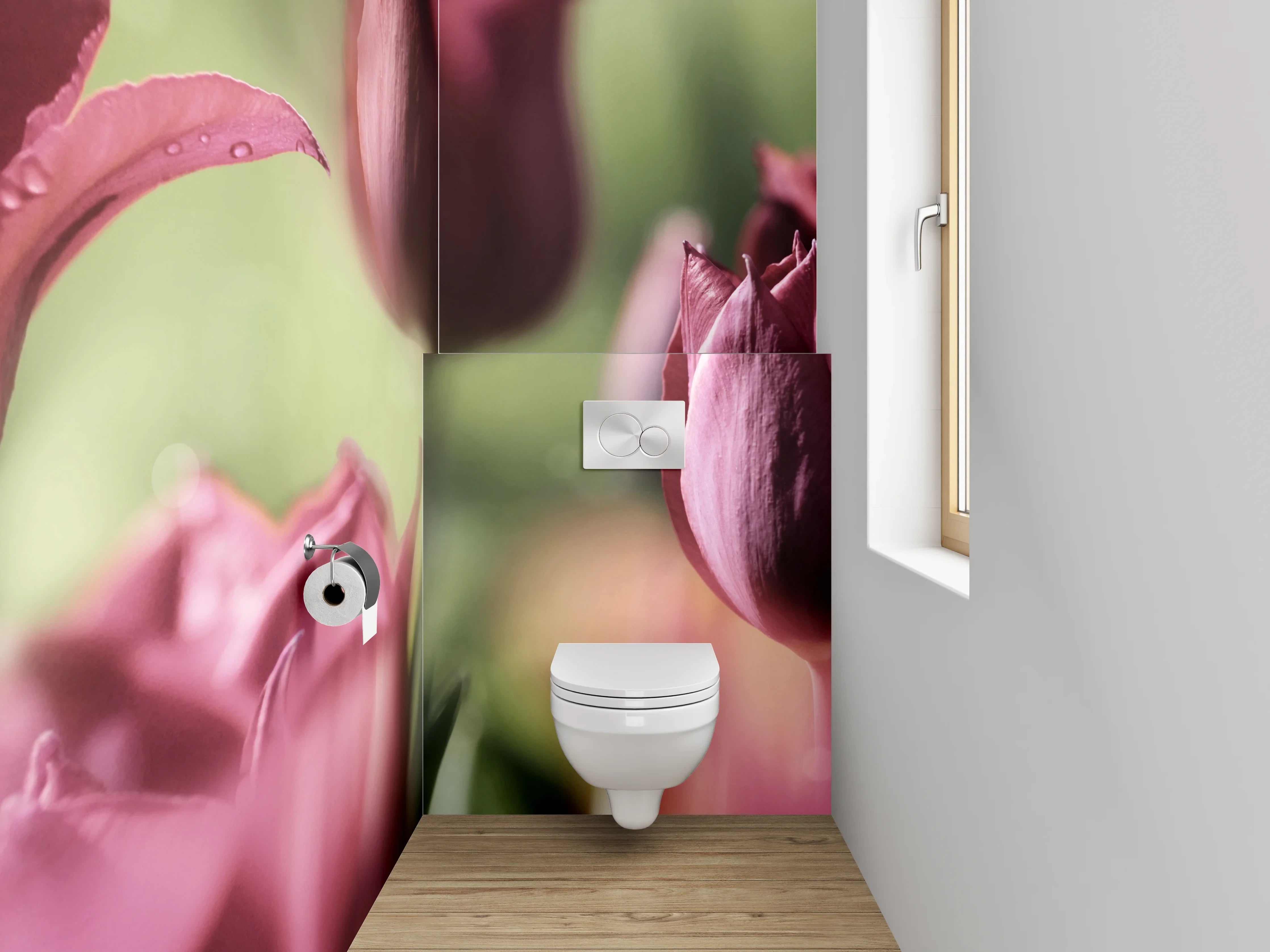 WC-Rückwand - Romantische Tulpenblüten – Fotomotiv
