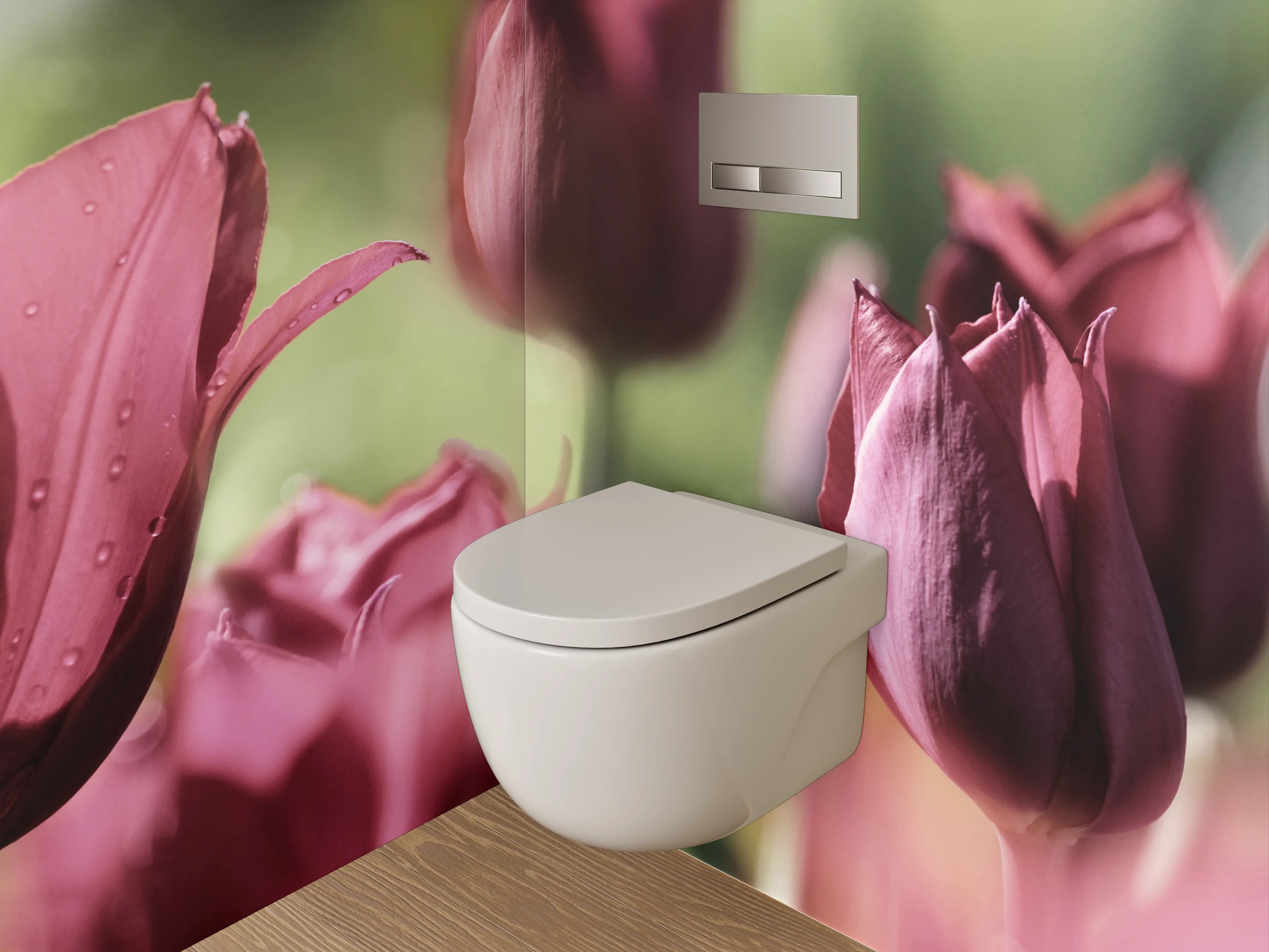 WC-Rückwand - Romantische Tulpenblüten – Fotomotiv