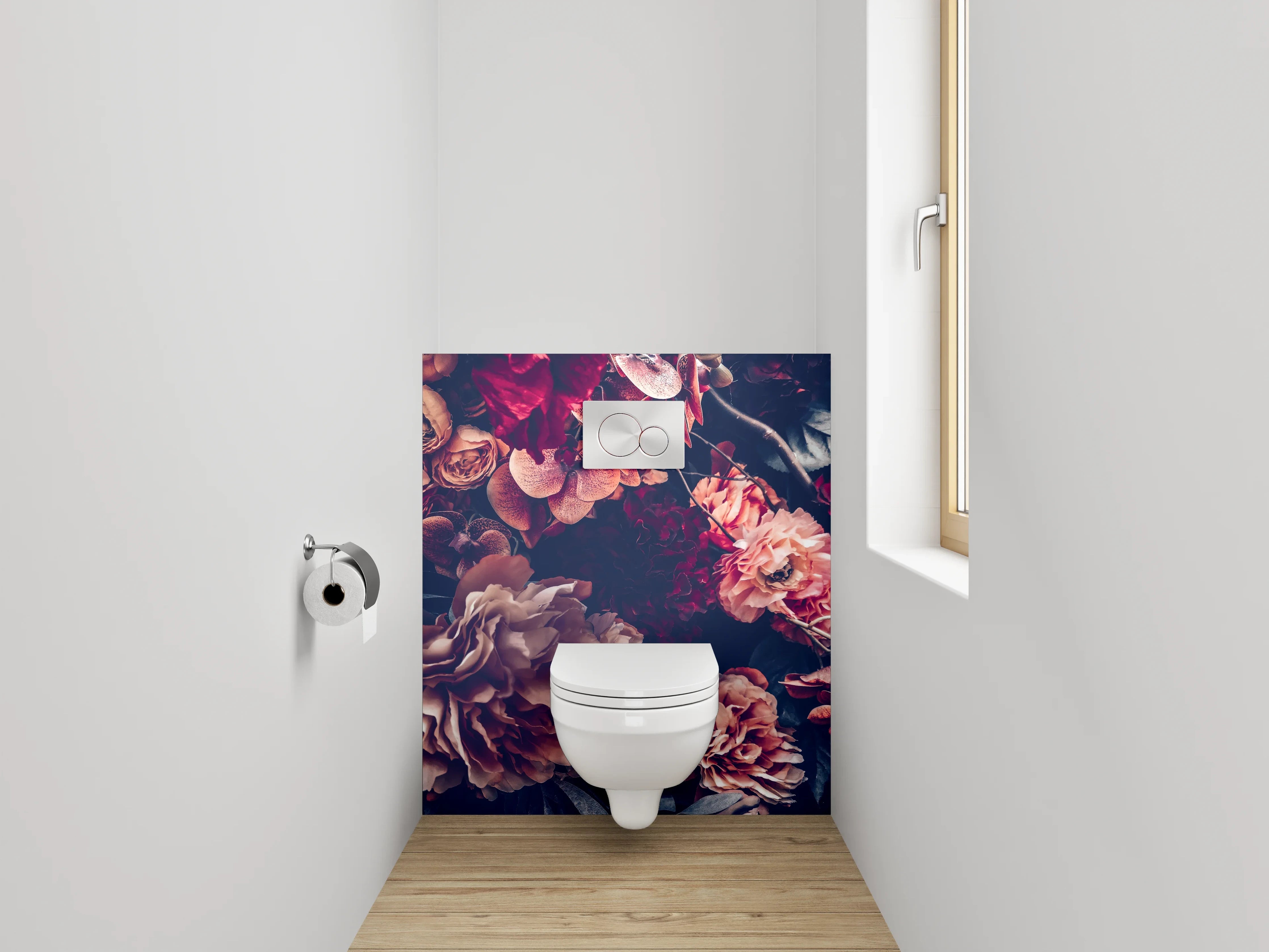 WC-Rückwand - Romantische Vintage-Blumenpracht Poster