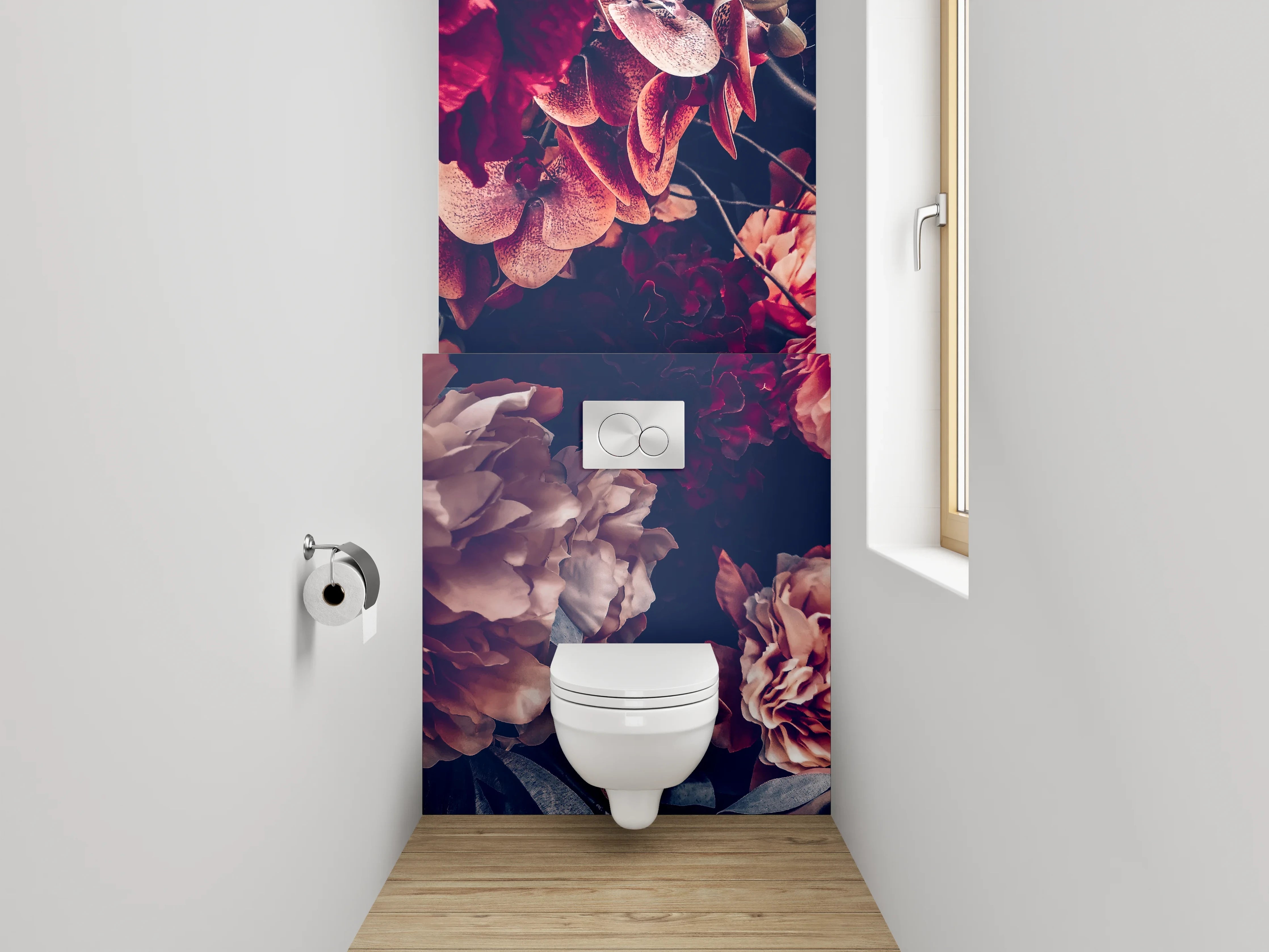 WC-Rückwand - Romantische Vintage-Blumenpracht Poster