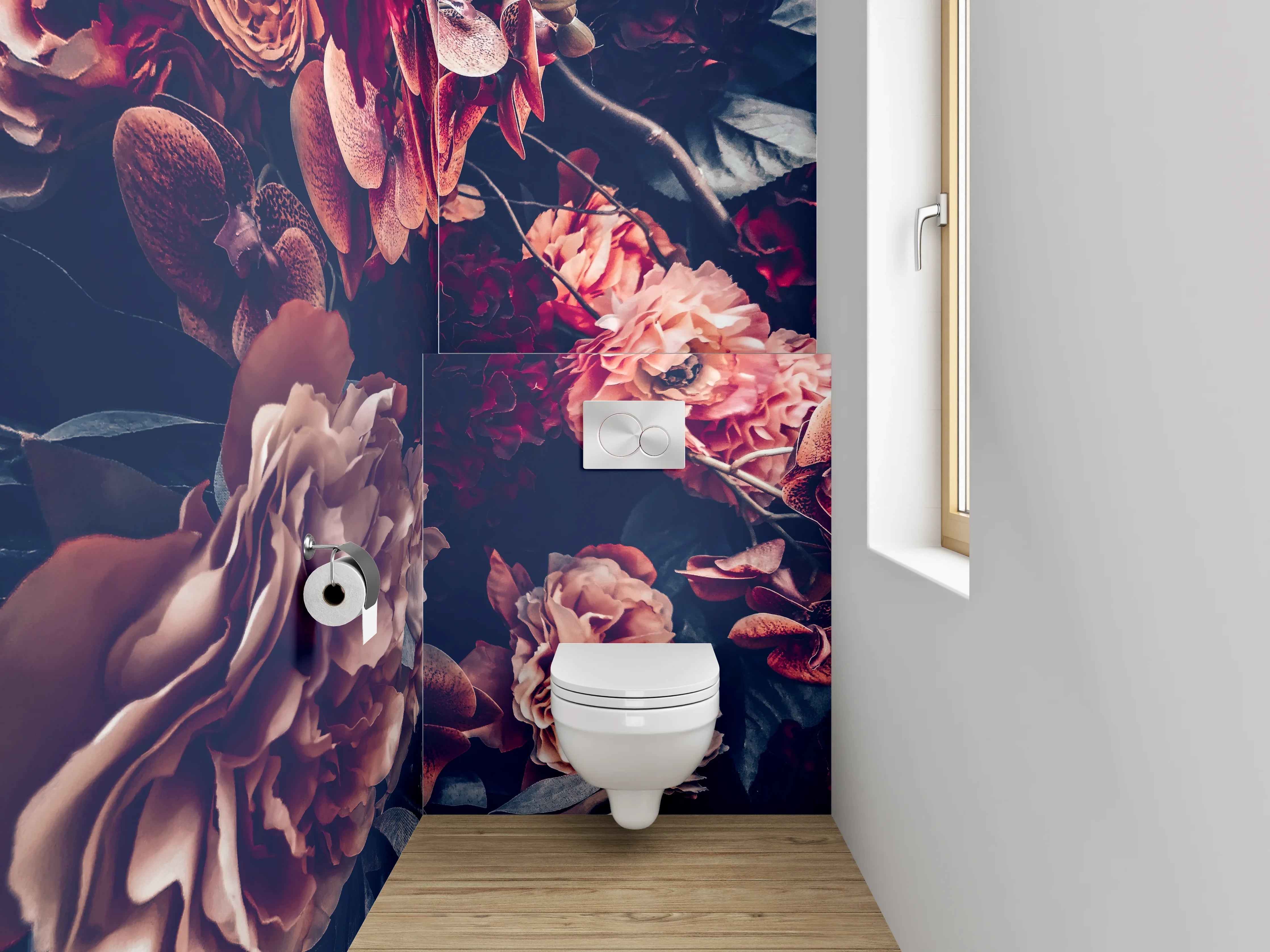 WC-Rückwand - Romantische Vintage-Blumenpracht Poster