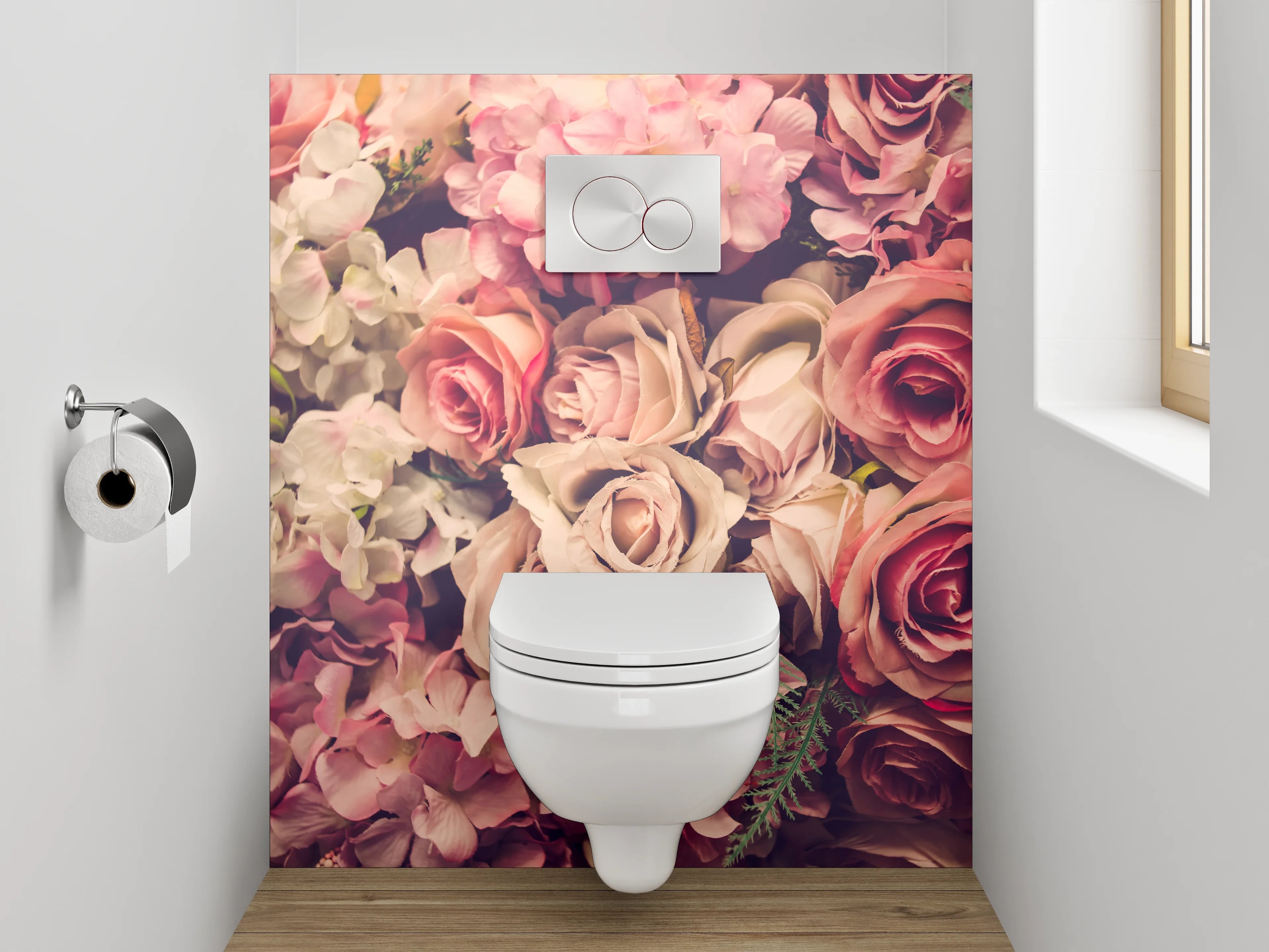 WC-Rückwand - Romantische Vintage Blumenwand