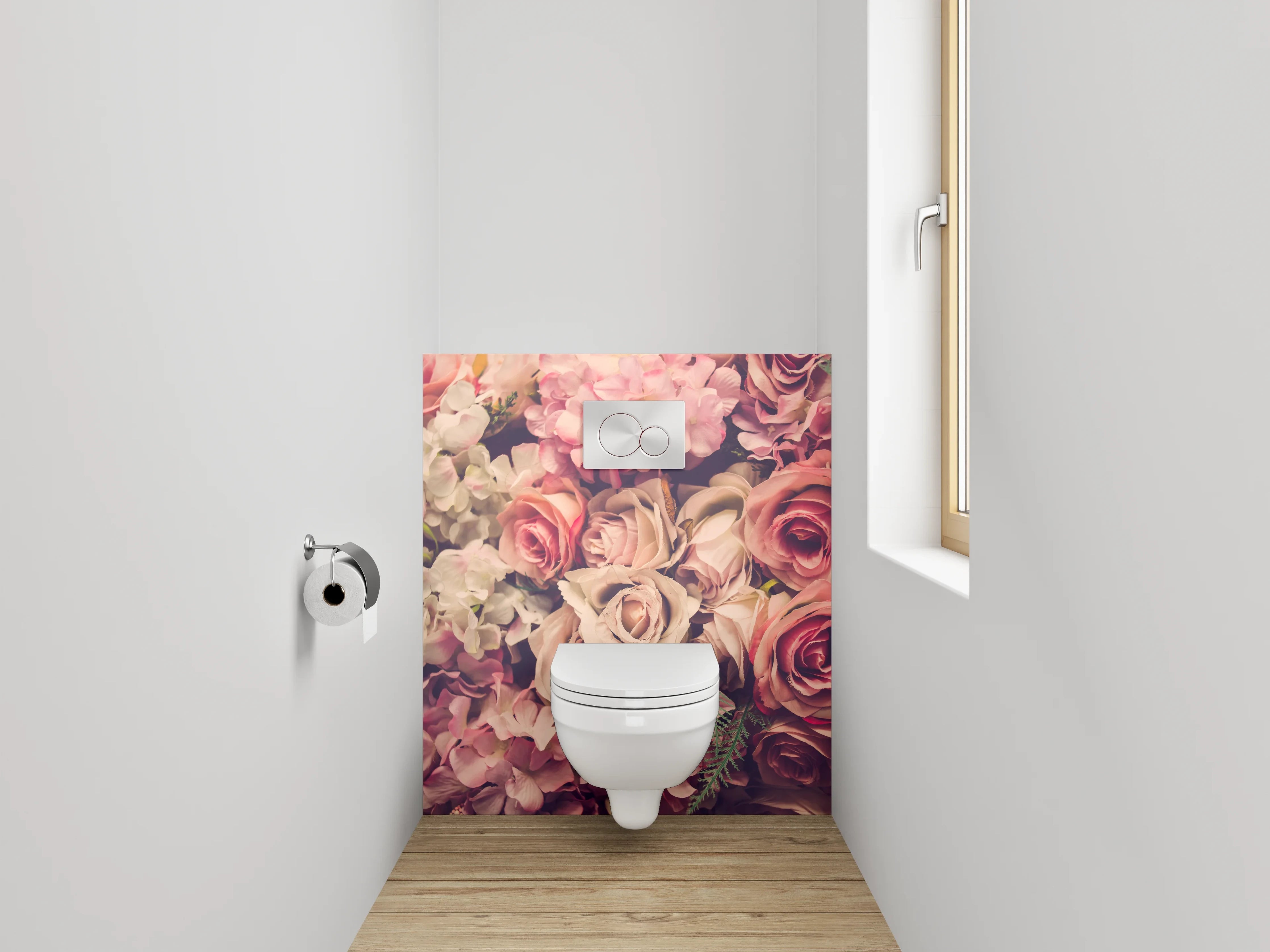 WC-Rückwand - Romantische Vintage Blumenwand