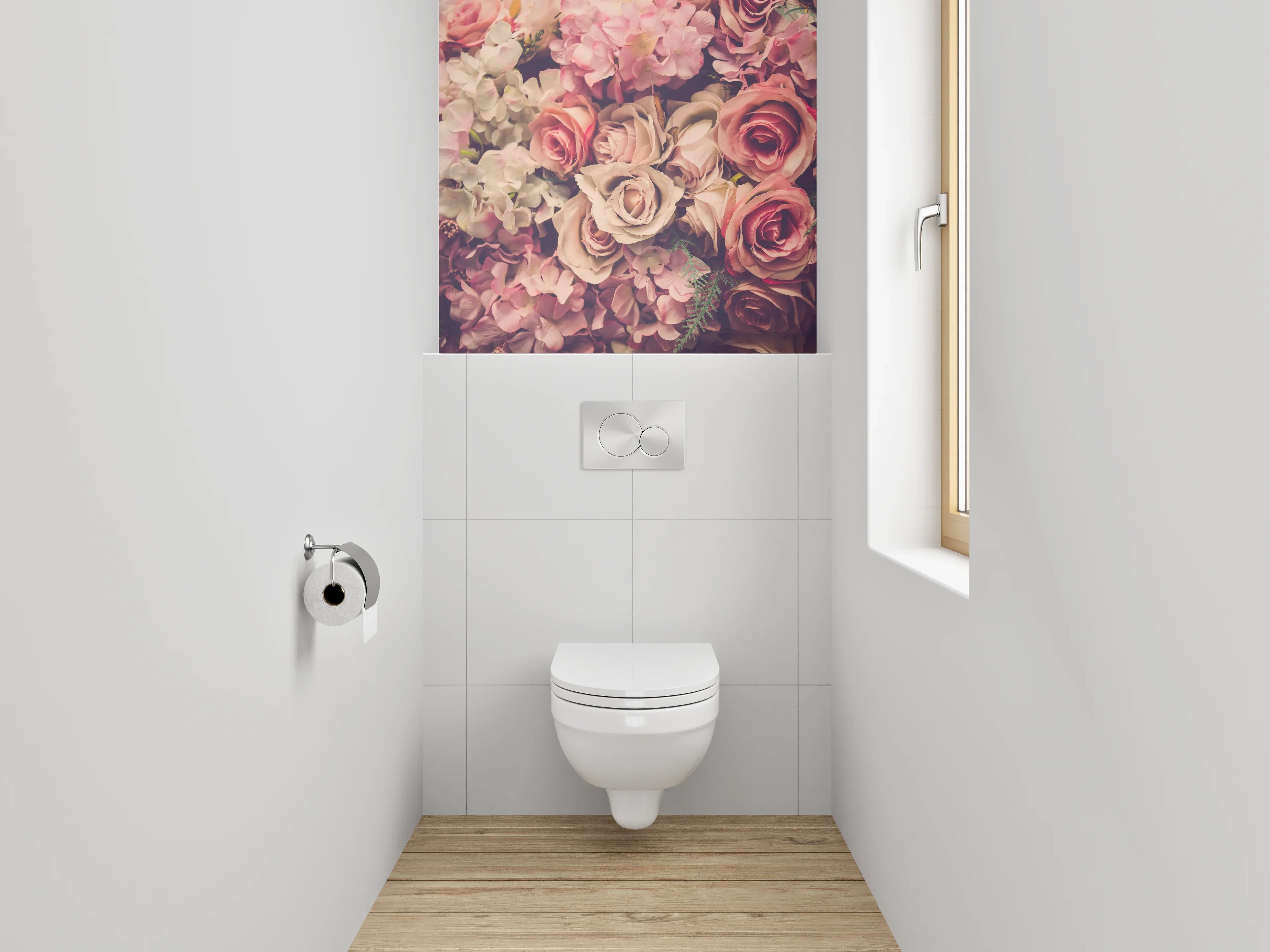 WC-Rückwand - Romantische Vintage Blumenwand