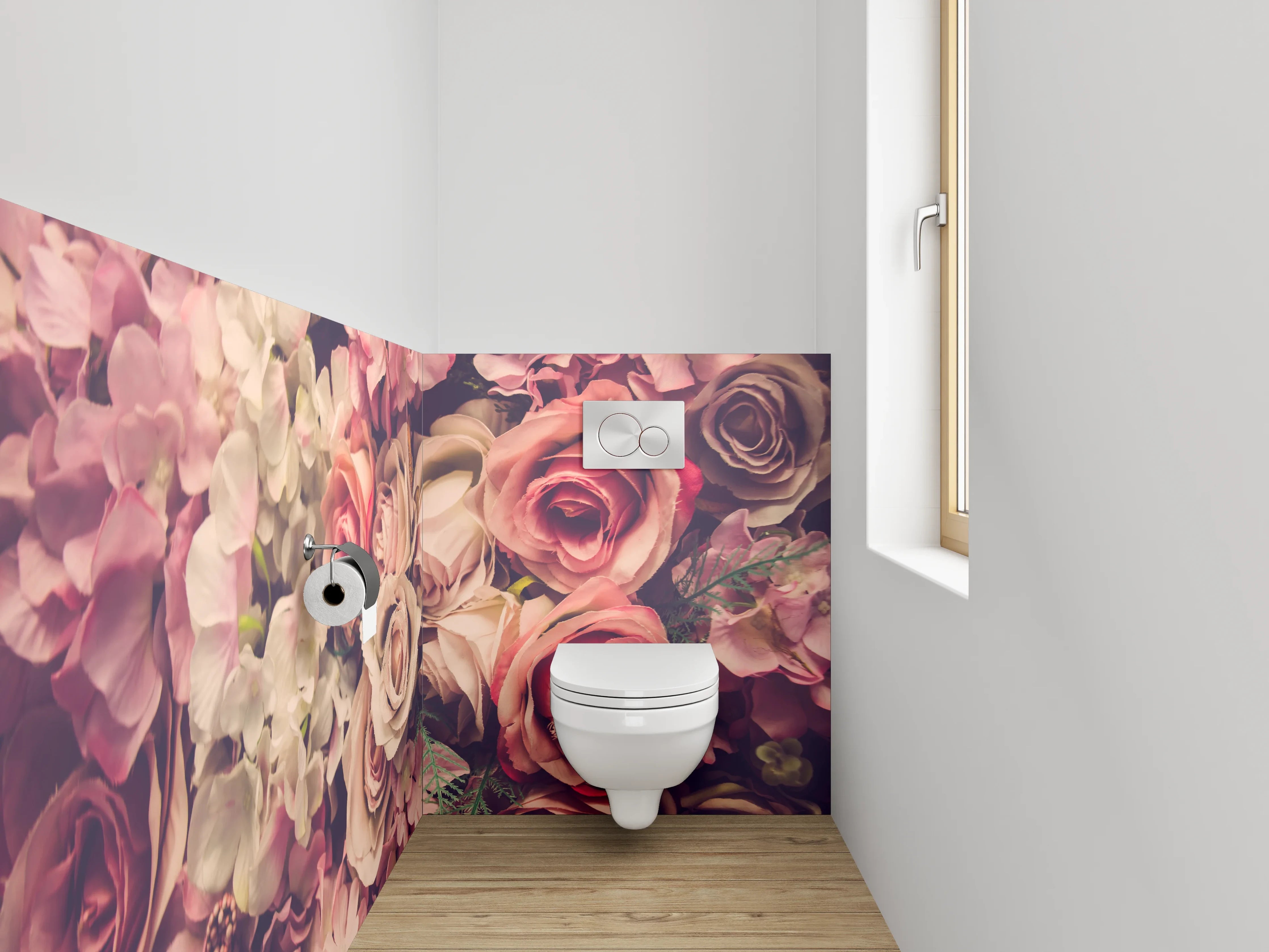 WC-Rückwand - Romantische Vintage Blumenwand