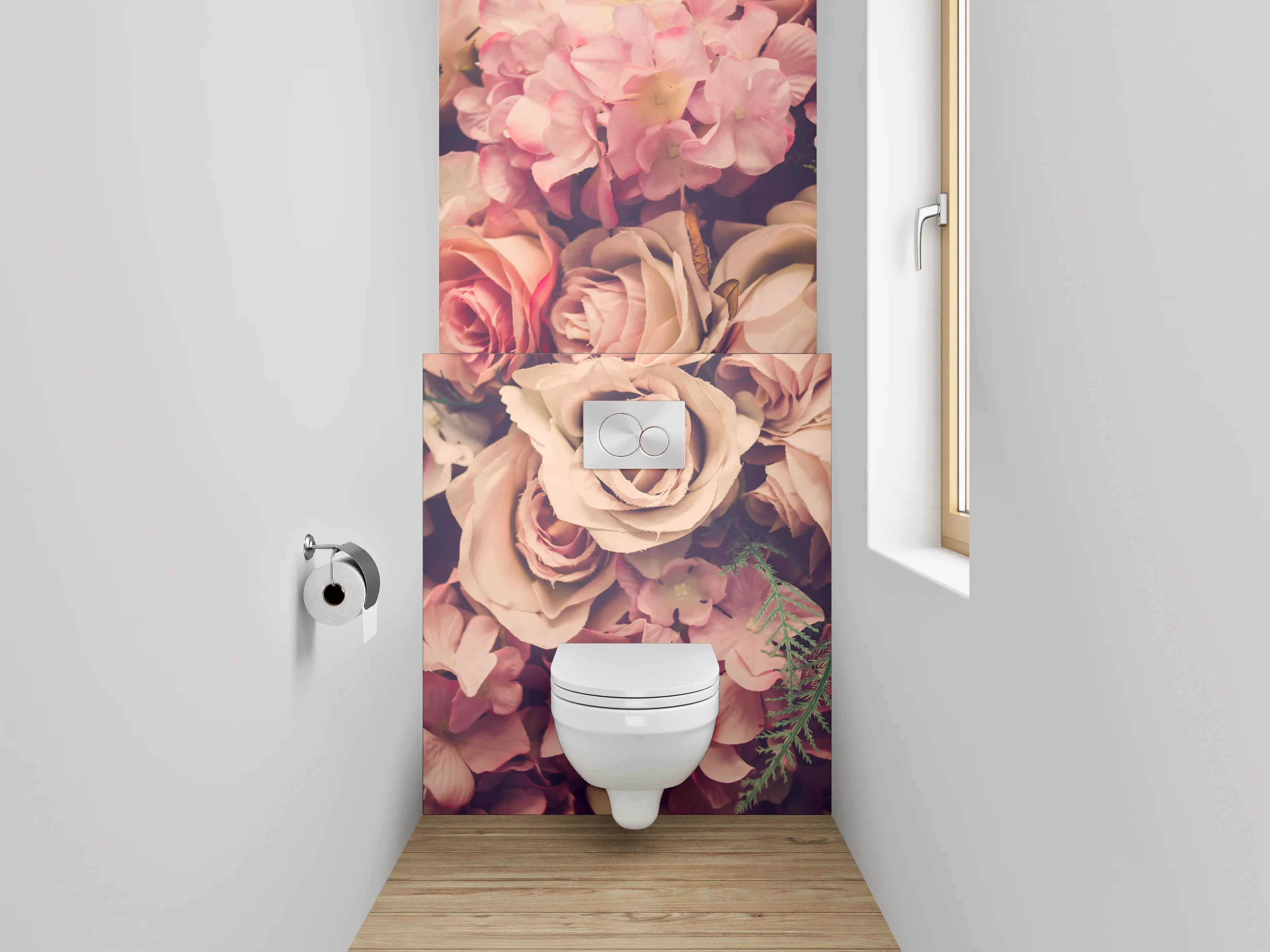 WC-Rückwand - Romantische Vintage Blumenwand