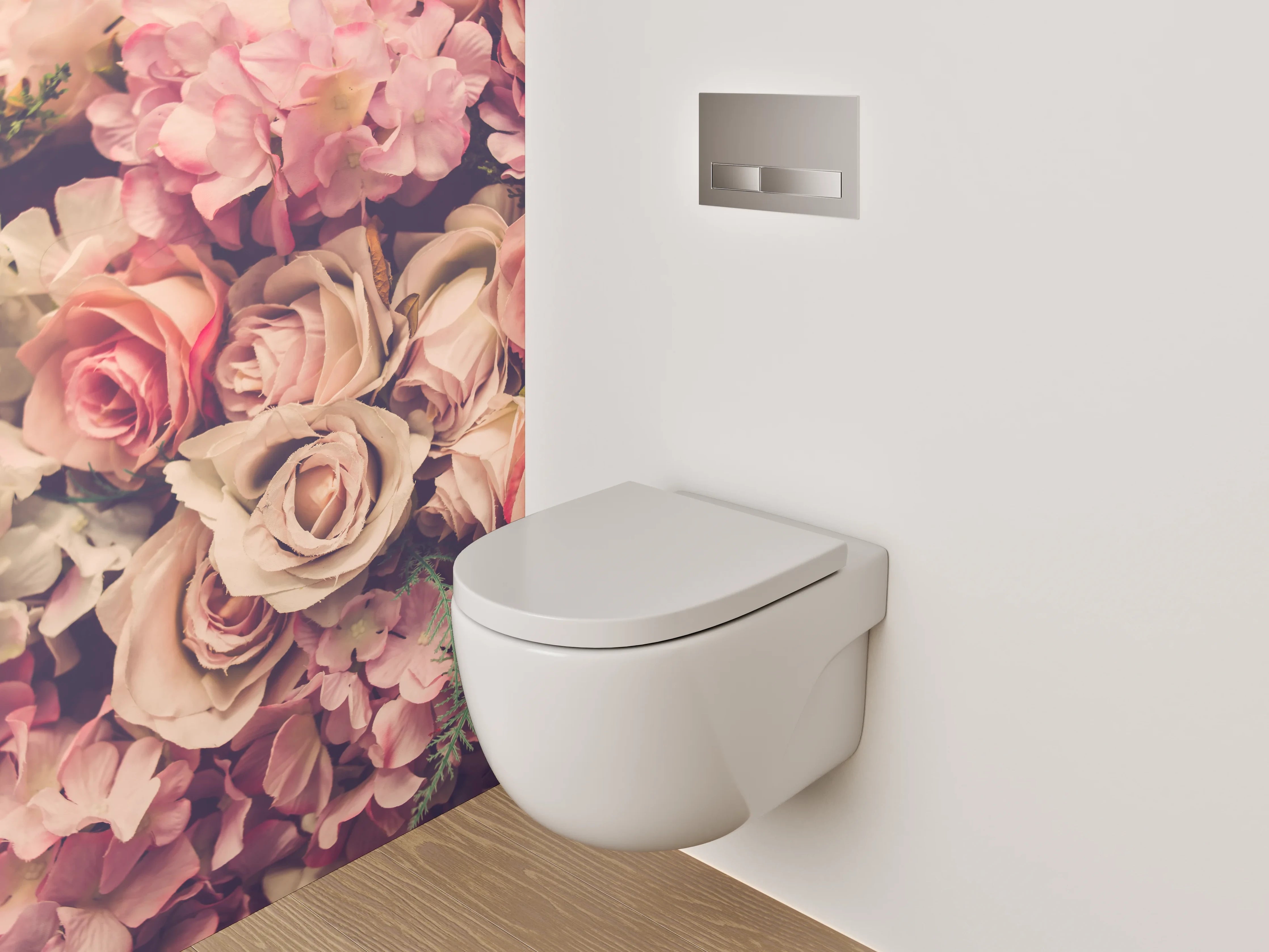 WC-Rückwand - Romantische Vintage Blumenwand