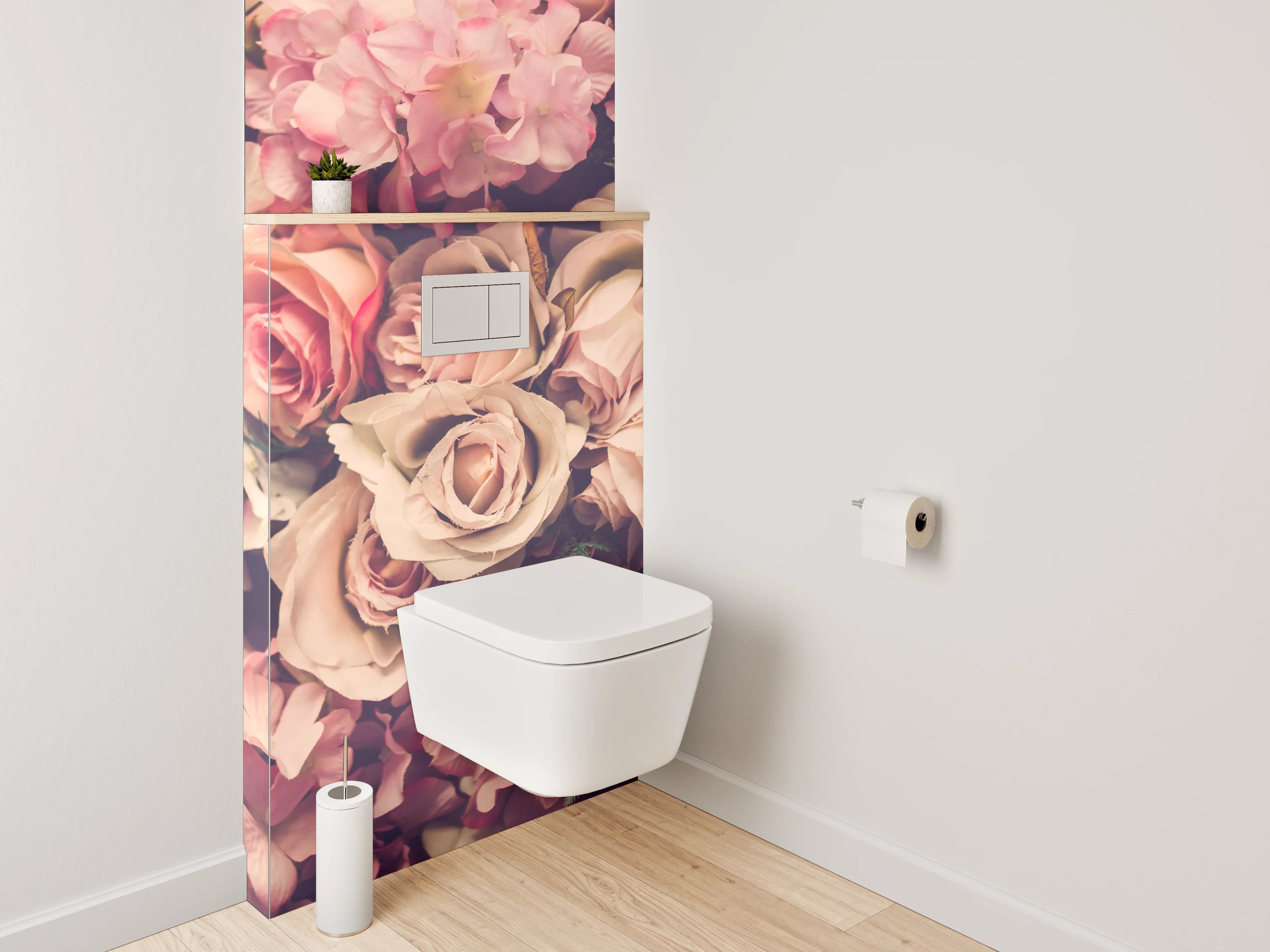 WC-Rückwand - Romantische Vintage Blumenwand